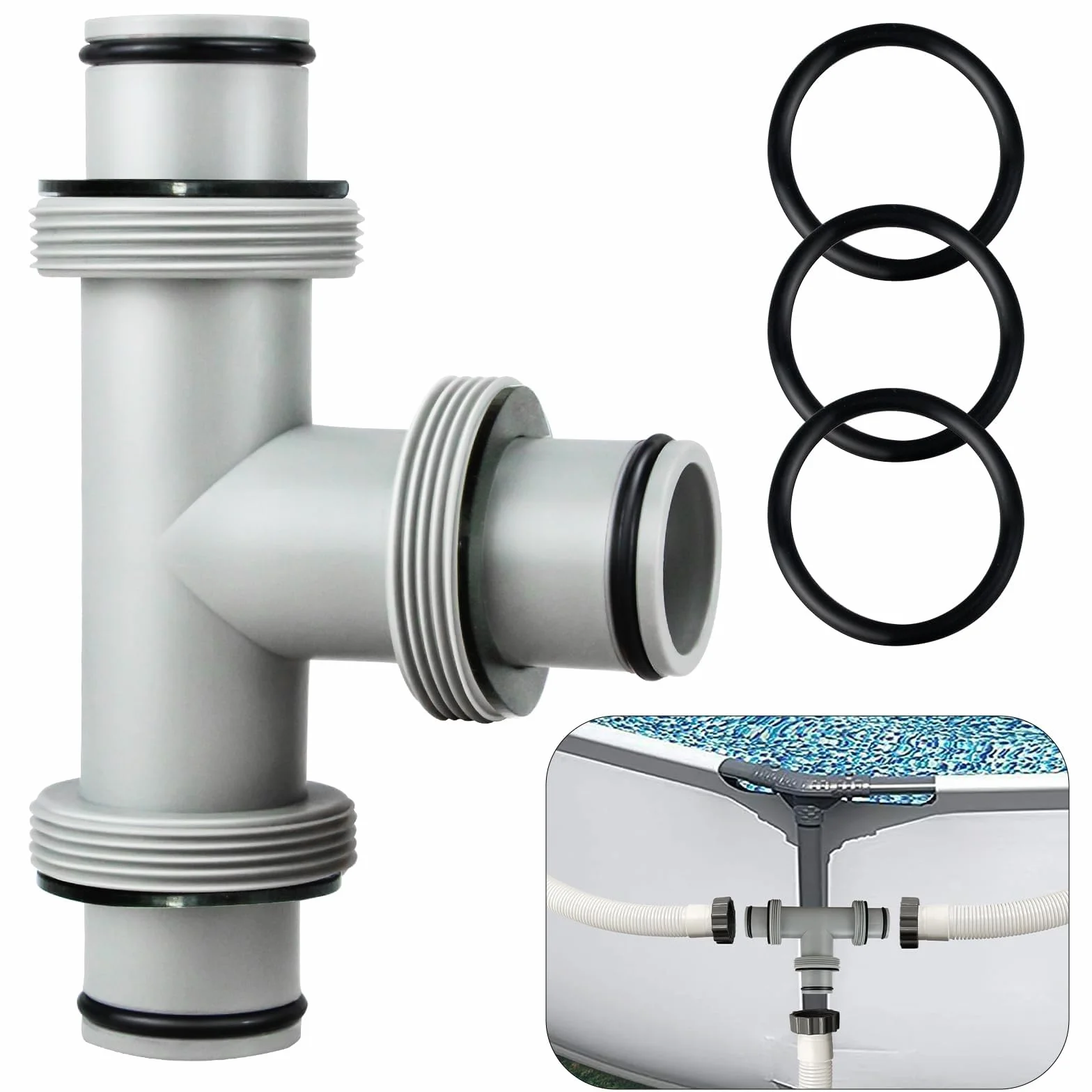 Adapter węża basenowego, trójnik basenowy 38 mm, złącze węża basenowego, akcesoria do basenów naziemnych (A)