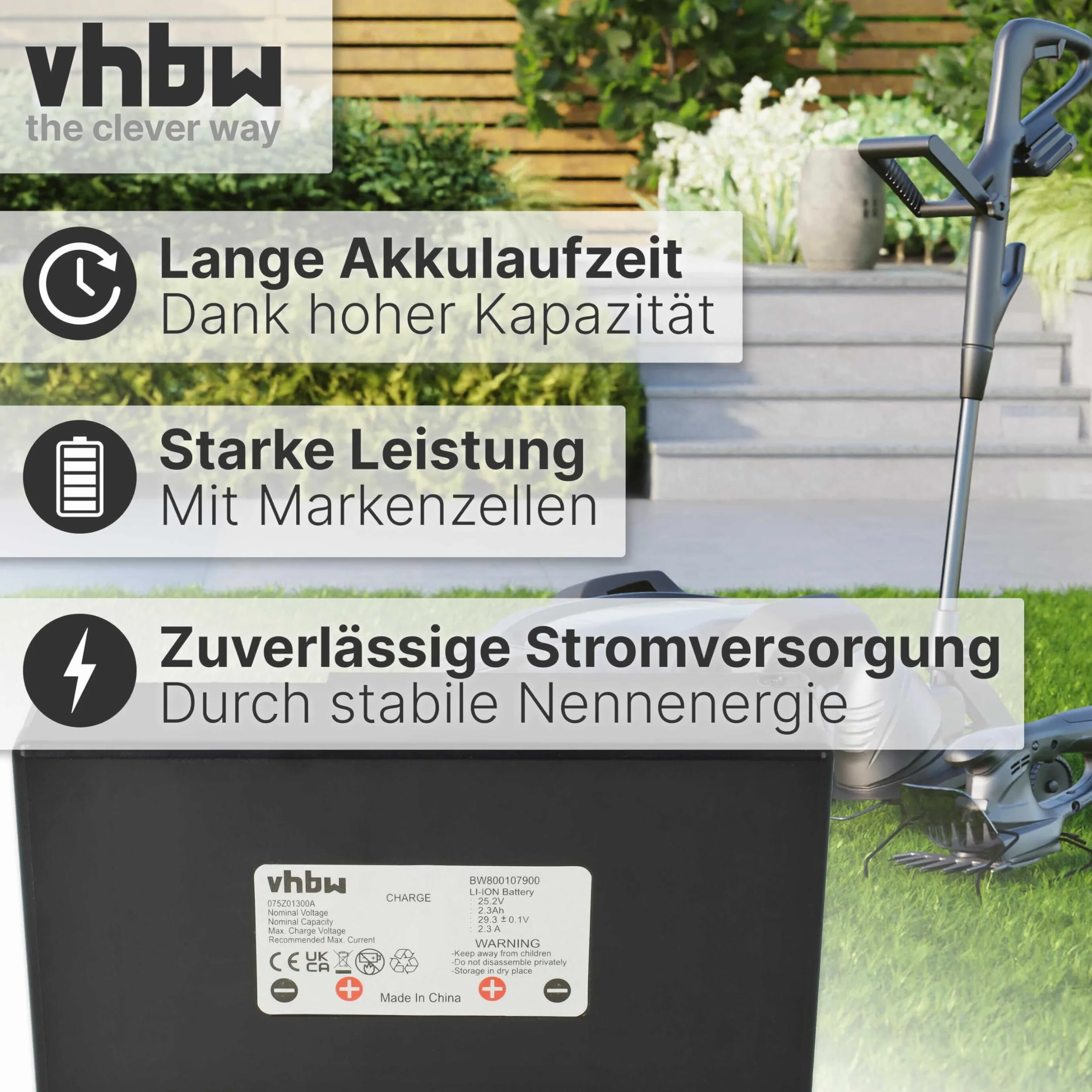 vhbw Akumulator kompatybilny z kosiarką automatyczną Stiga 125, 127, 200, 223, 225, 225s, 228, 228s (2300 mAh, 25,2 V, litowo-jonowa)