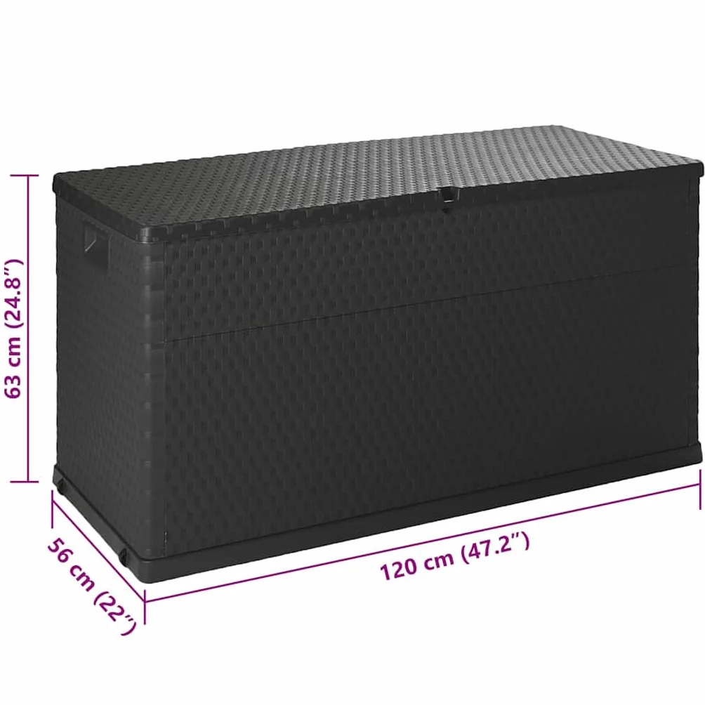 vidaXL Skrzynia ogrodowa, antracytowa, 120x56x63 cm, rattan PP