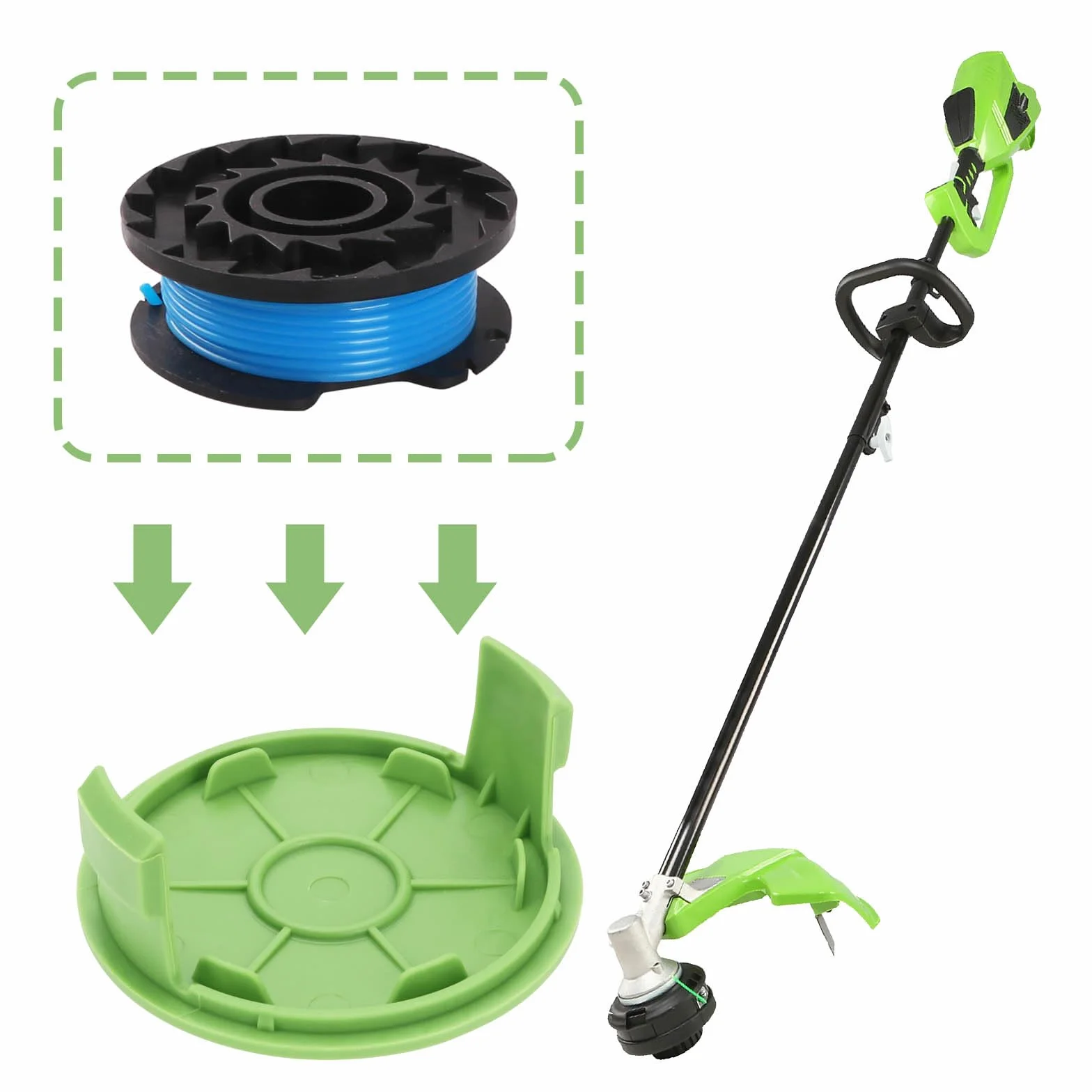 3 szt. osłona szpuli trymer zamiennik szpuli czapka kompatybilna z trymerem Greenworks 40V G40LT G40LTK2 G40LTK2x 2101507 2101507UA 2101507UC