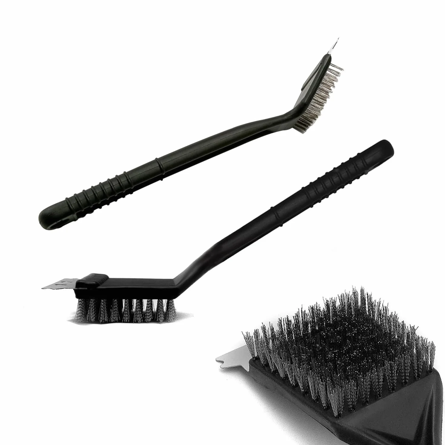 Avilia Szczotka do grilla ze skrobakiem – szczotka do grilla ze stali nierdzewnej z ergonomicznym uchwytem PP, akcesoria do grilla do czyszczenia grilla, długość 29 cm