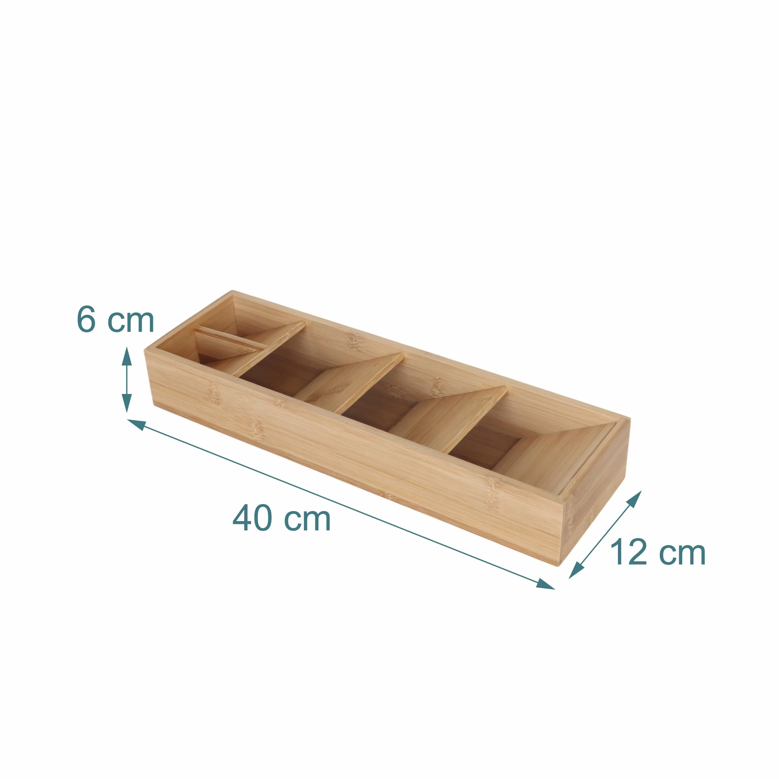 Relaxdays Organizer na sztućce 5 przegródek wkład bambusowy 40x12x6 cm