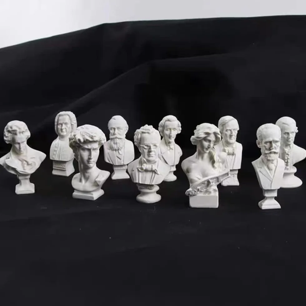 Mini klasyczny kompozytor, 10 mini statuetek, popiersie muzyka, dekoracja salonu, domowa dekoracja, nowoczesne ornamenty do salonu, żywica poliestrowa, prezent