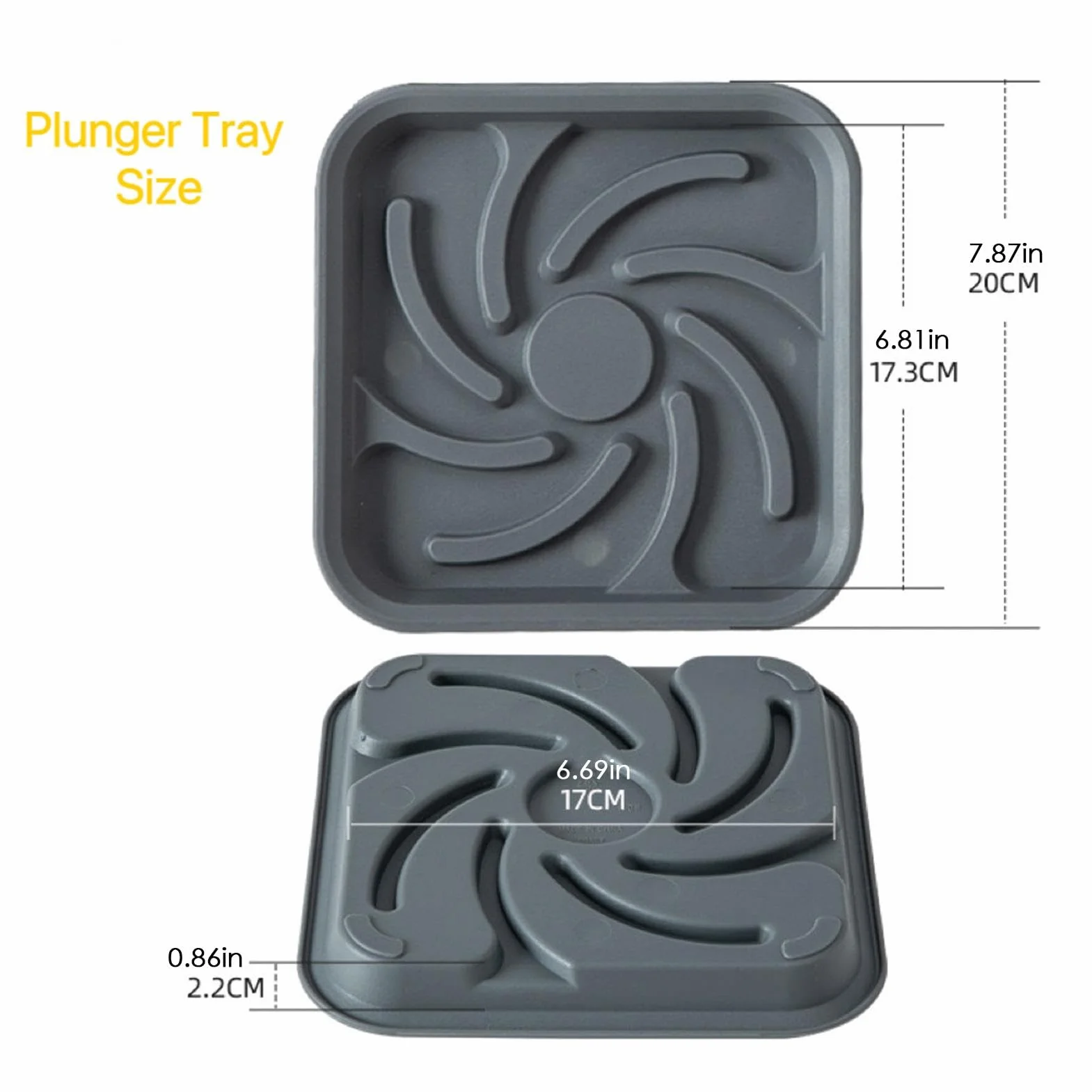 Plunger Holder, Air Drying Tray, Bathroom Supplies, Toilet Sink Accessory with Hygienic and Quick Drying Design for Home or Offices Bathrooms, 7.87x7.87x0.87 Inches
