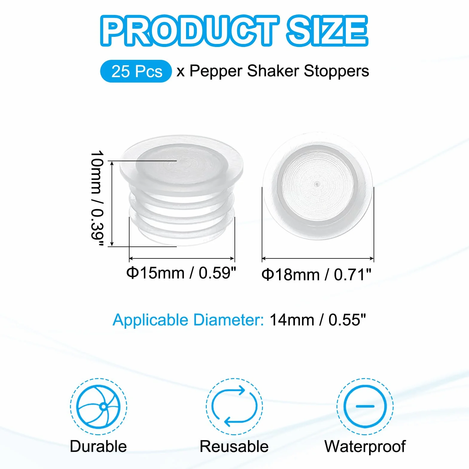 PATIKIL Korki do solniczki i pieprzniczki 14 mm 25 szt. plastikowe zatyczki zastępcze przezroczysta okrągła zaślepka