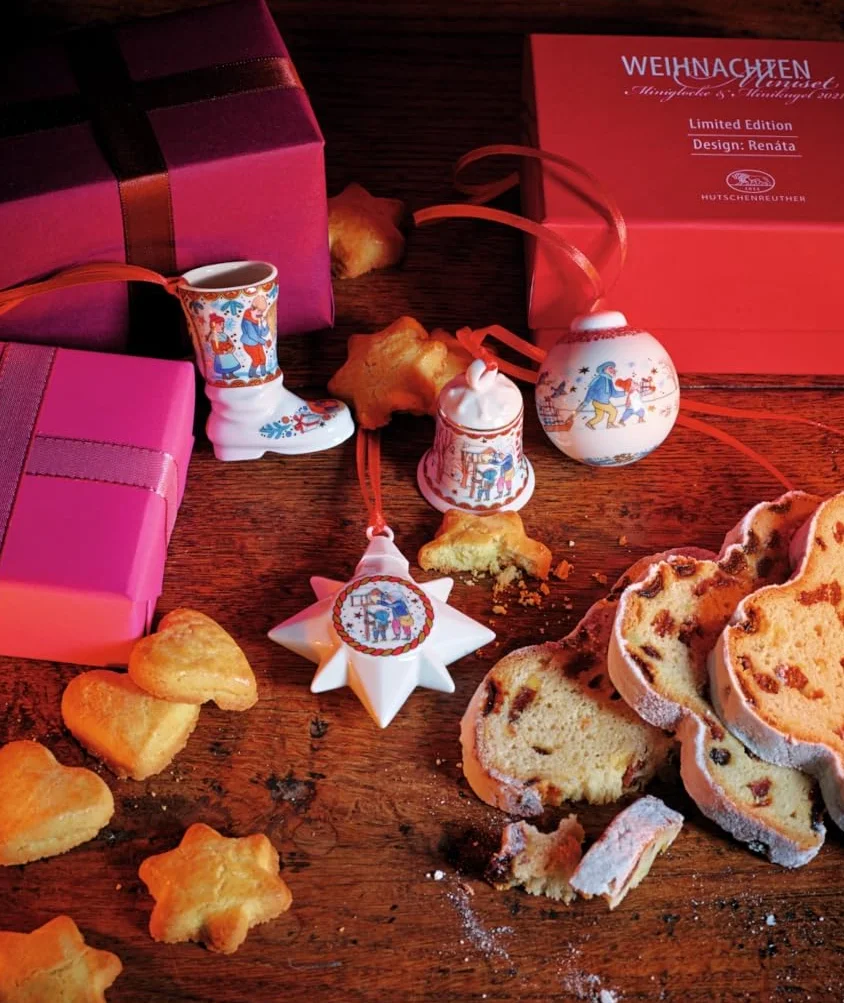 Hutschenreuther 2021 Porcelański dzwonek bożonarodzeniowy, prezenty świąteczne, 7 cm, wielokolorowy