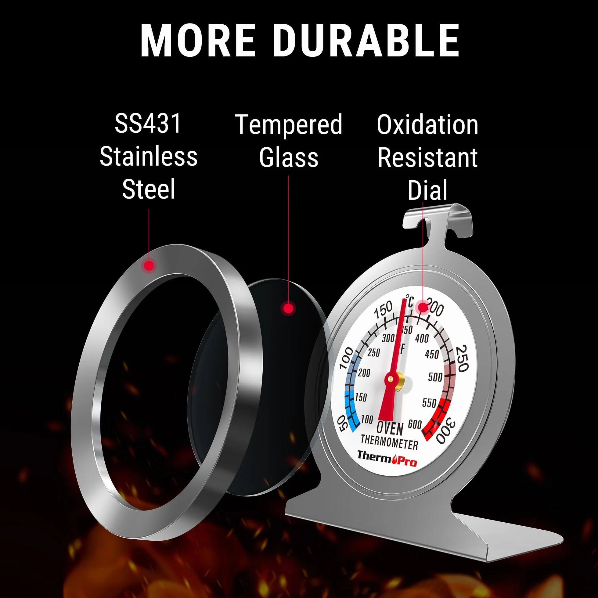 ThermoPro AOT200 analogowy termometr do piekarnika ze stali nierdzewnej