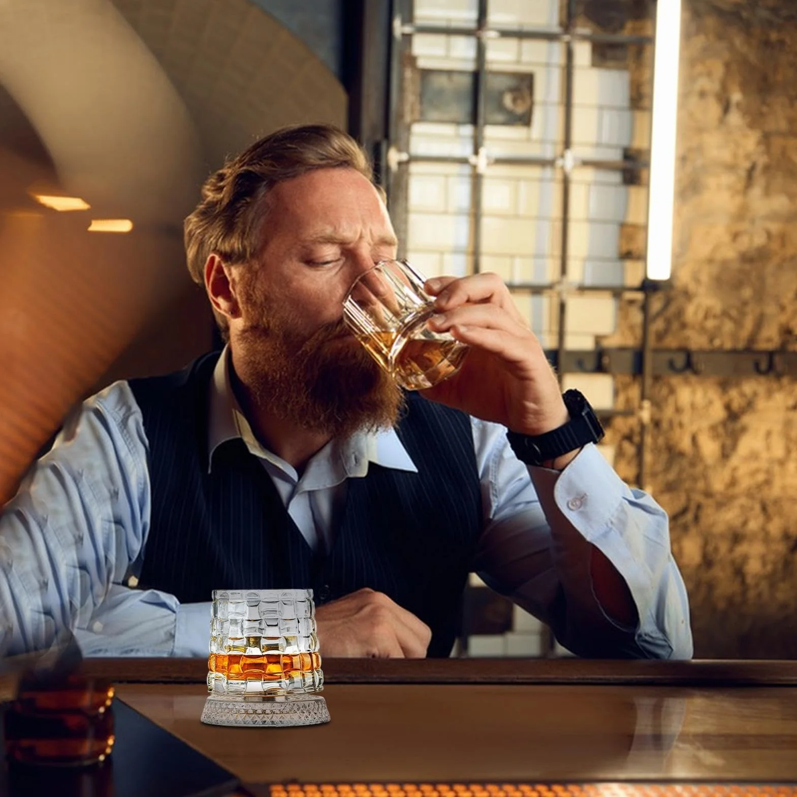 Kryształowa Szklanka Do Whisky Obrotowa 360 Stopni Starożytne Naczynie Degustacyjne