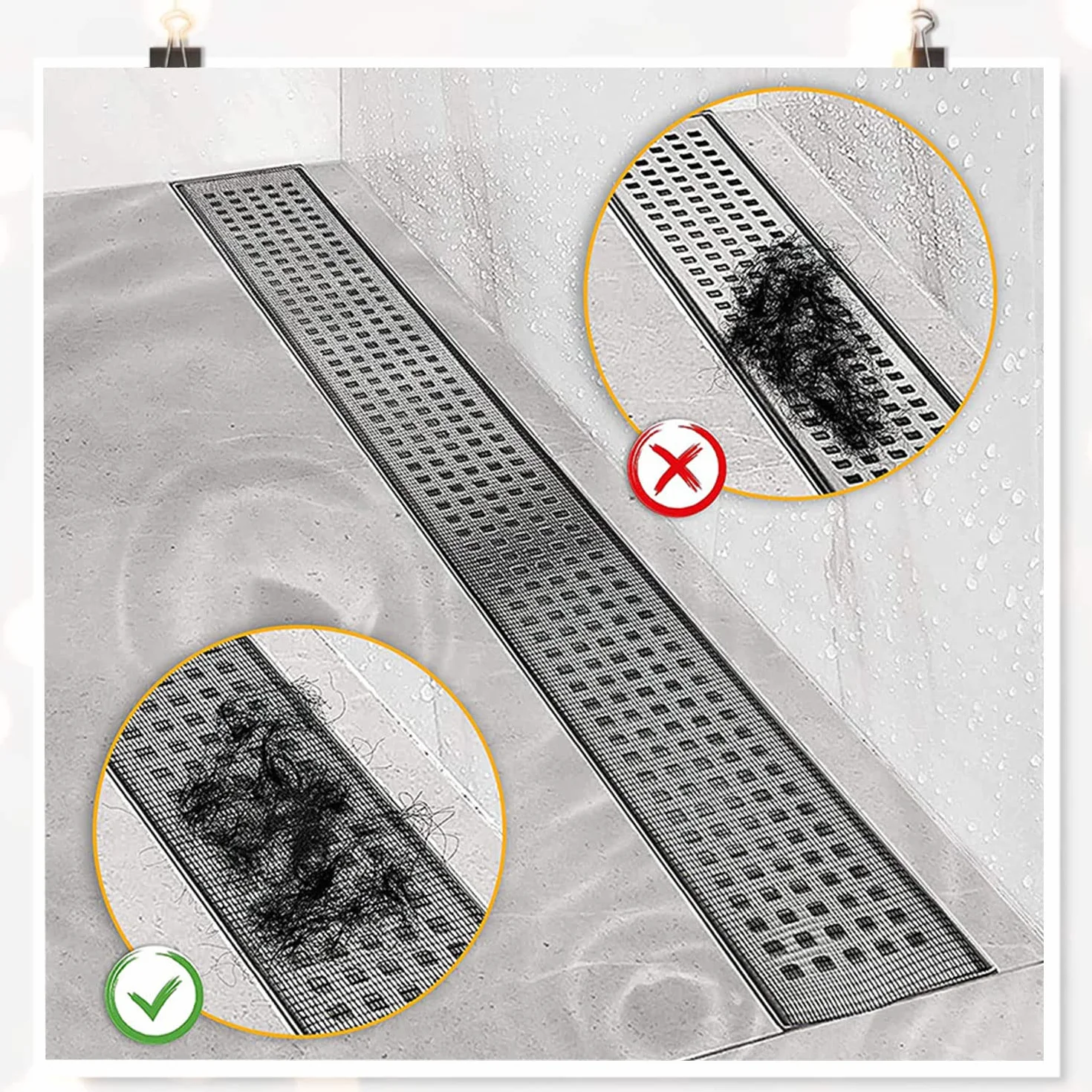 Sitko odpływowe prysznic 7 cm x 9 m poliester osłona łapacza włosów