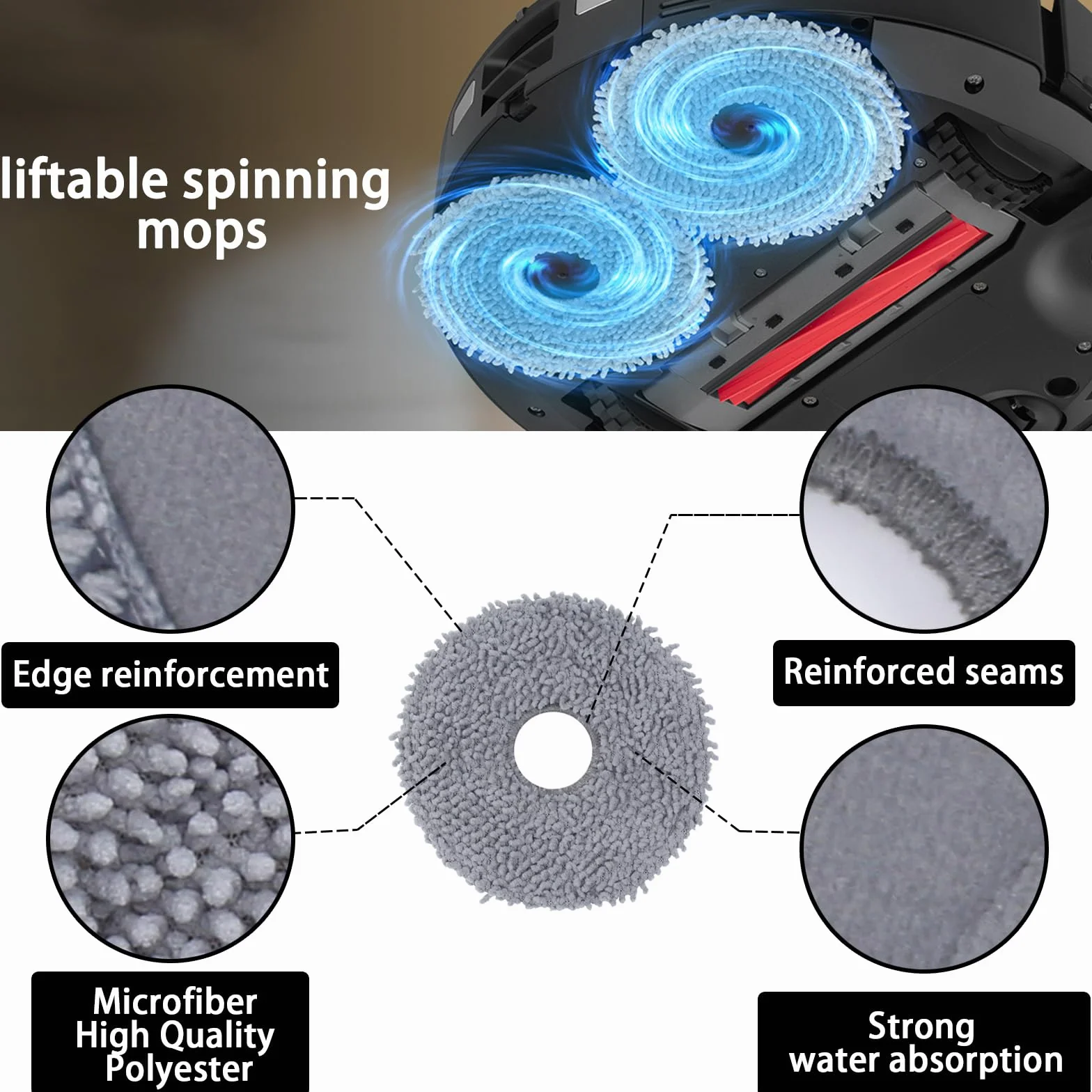 Akcesoria zamienne do roborock serii Qrevo - QV 35A, QV 35S, QR 598, QR 798 robot odkurzający, 2 szczotki główne, 4 szczotki boczne, 4 filtry HEPA, 6 ściereczek, 6 worków do odkurzacza