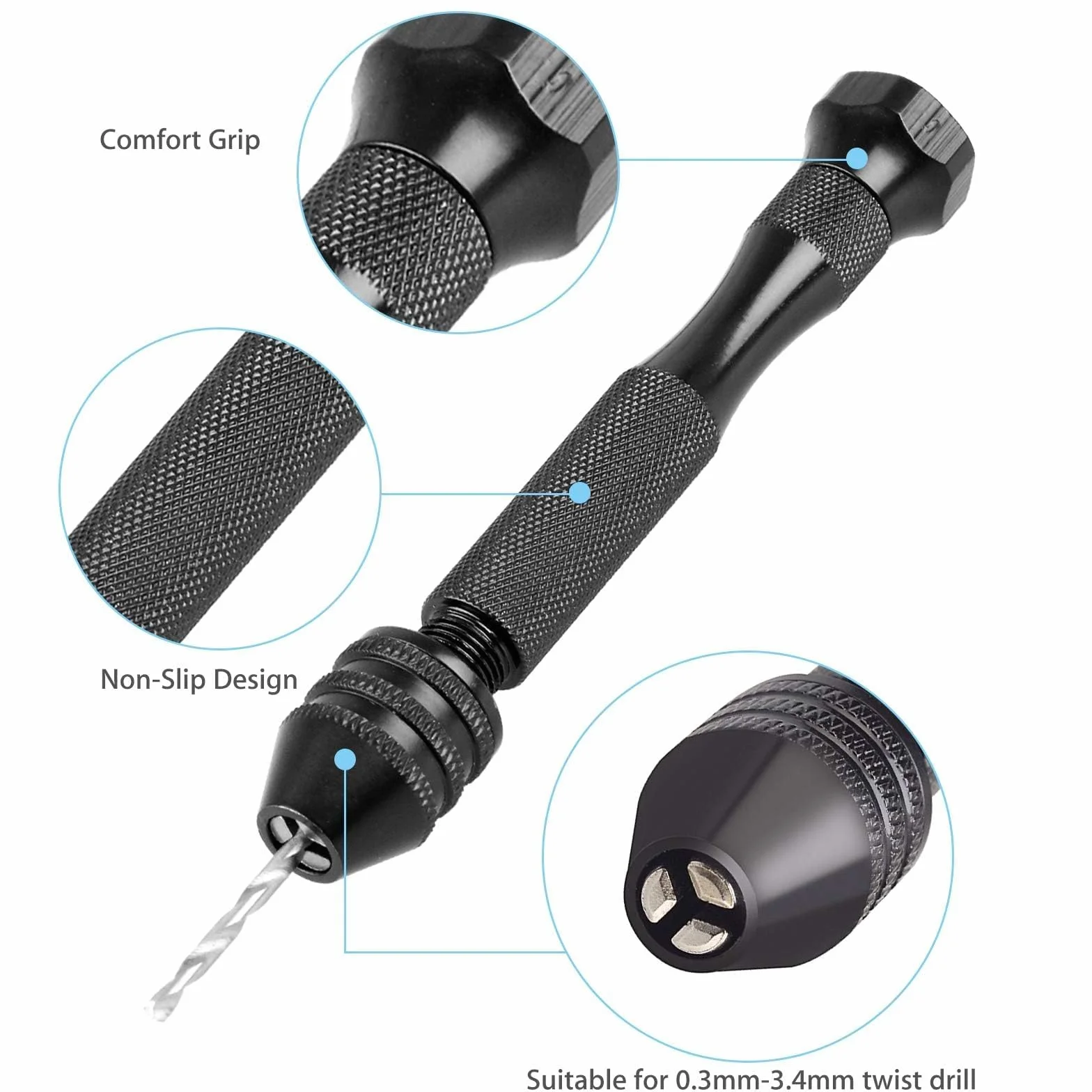Linkstyle 31szt Mini Wiertarka Ręczna, 0,5-3,0mm Precyzyjne Mikro Spiralne Wiertła do Tworzenia Modeli Rękodzieła Rzeźby Drewna
