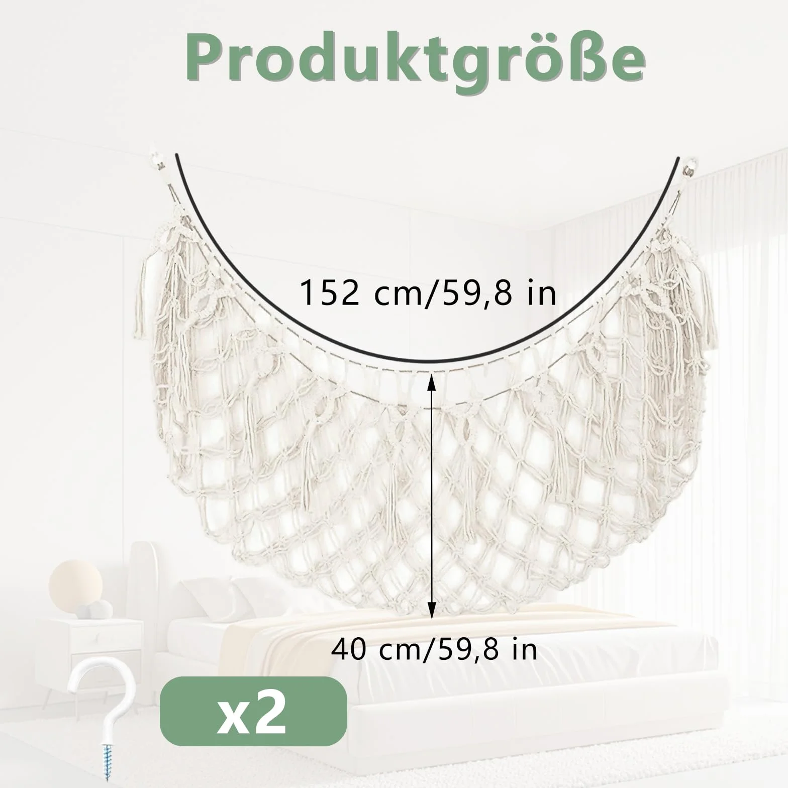 Siatka do przytulania zwierząt, hamak, duża kremowa maskotka do przechowywania, 152 cm, siatka z pluszakiem lub hamakiem, do przechowywania pluszaków z 2 haczykami, do przechowywania przytulanek, do