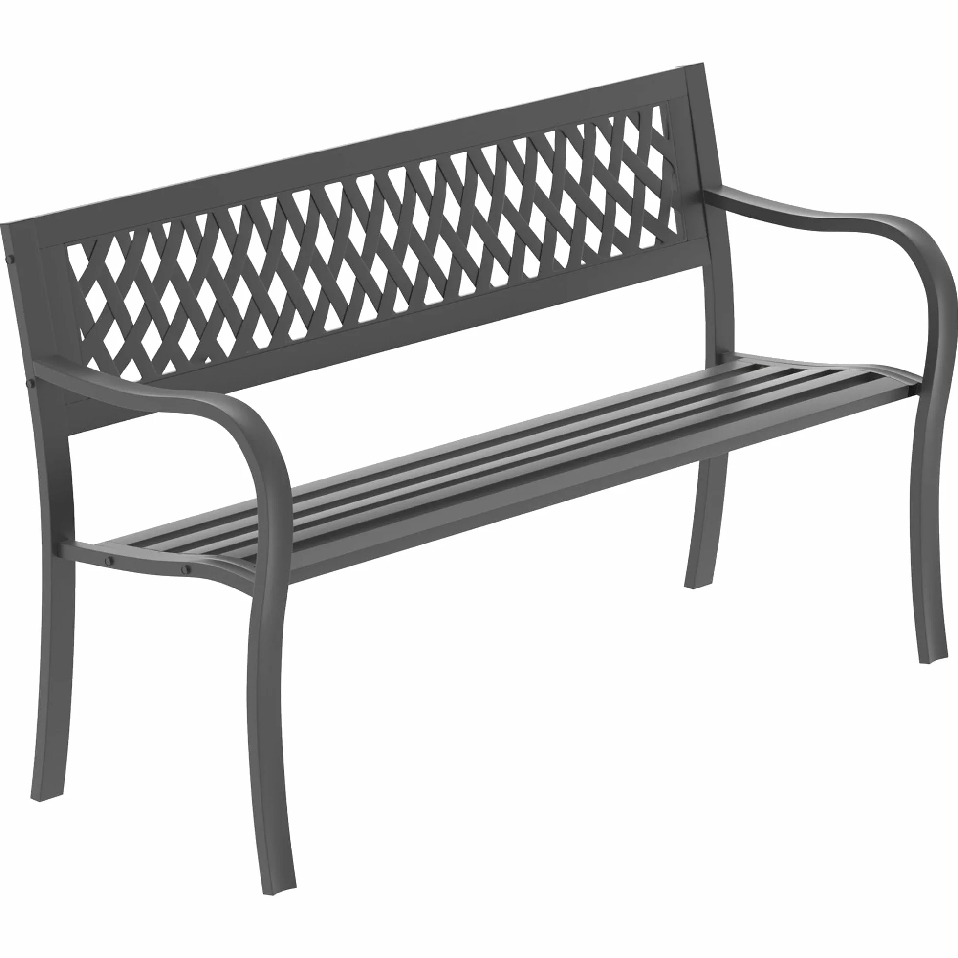 Home Discount Ogrodowa stalowa ławka ogrodowa Vida, design w stylu kraty, 3-osobowa meble ogrodowe, do siedzenia, parku, siedzenia na patio