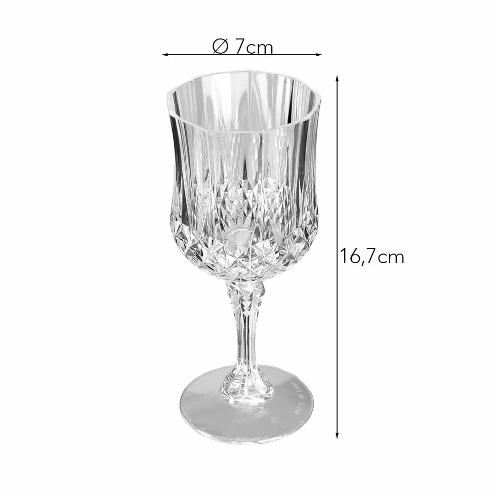 Ideen mit Herz Kieliszki do wina o wyglądzie kryształu, 200 ml plastikowe szklanki, piknik, do podróży, nietłukące się, średnica 7 cm, wysokość 16,7 cm, przezroczyste, nadają się do kontaktu z