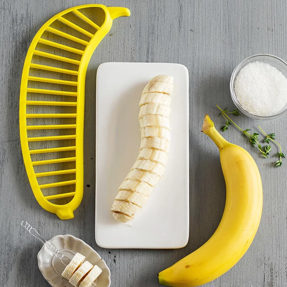 krajalnica do bananów plastikowa do idealnie pokrojonych bananów narzędzie kuchenne