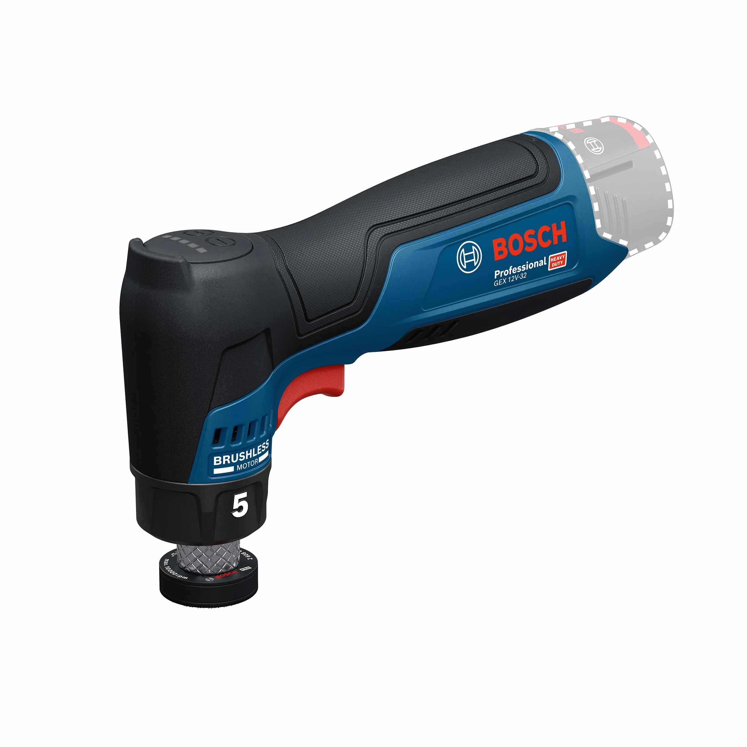 Bosch Professional 12V System Akumulatorowa szlifierka mimośrodowa GEX 12V-32 (talerz oporowy 32 mm z mocowaniem na rzepy, talerz oporowy 32 mm z mocowaniem na klej)