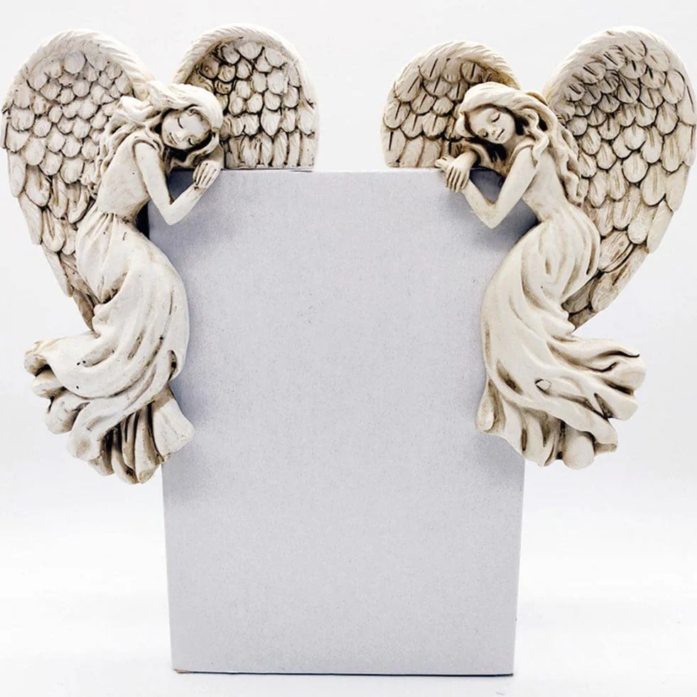 Jauhmui Skrzydło anioła, dekoracja na drzwi z żywicy, rzeźba ścienna 3D w stylu shabby chic, kreatywny ornament do dekoracji ścian i drzwi (lewa)