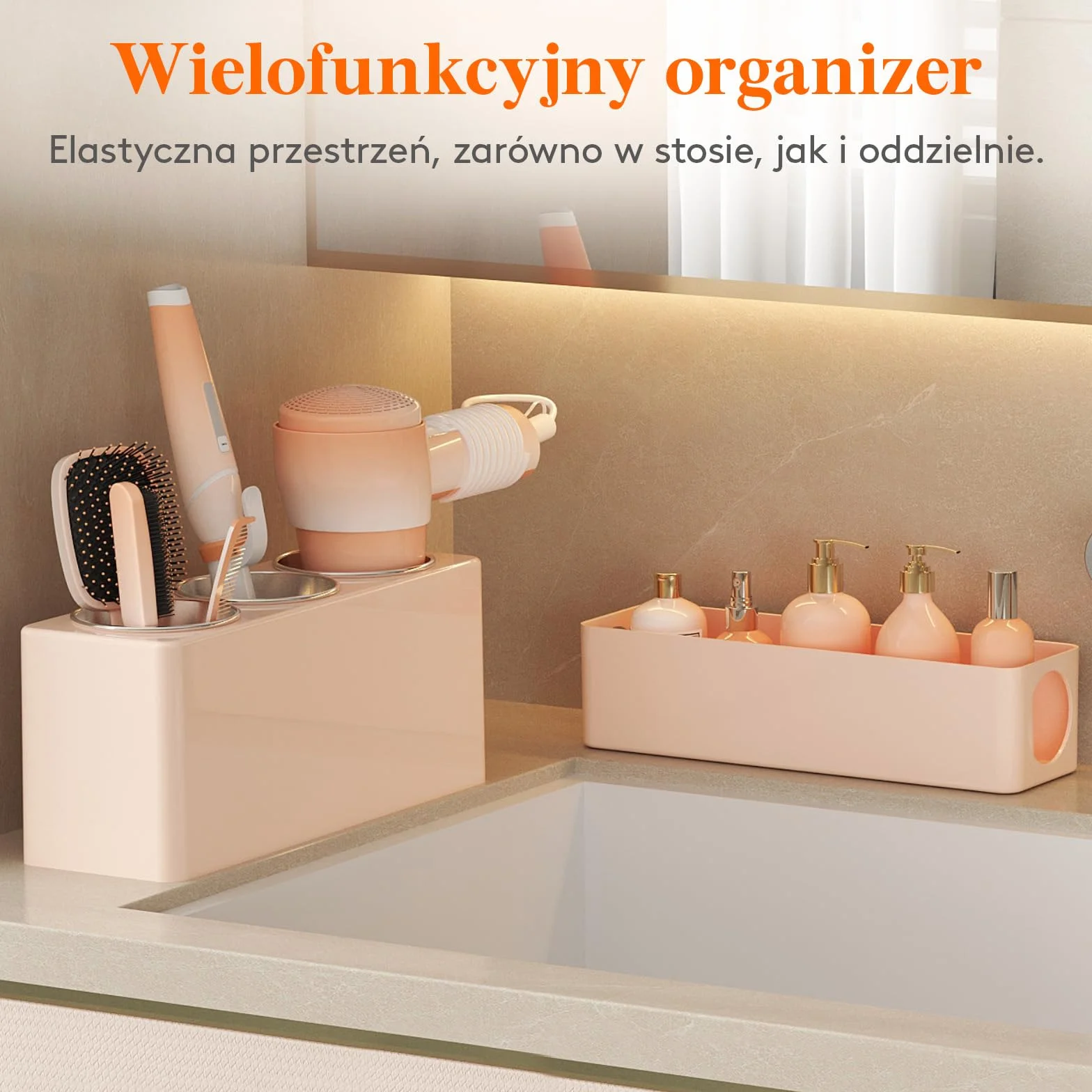 Lifewit Organizer, uchwyt na suszarkę, zdejmowany akrylowy stojak na szczotkę do włosów do przechowywania lokówki/narzędzi do stylizacji włosów/akcesoriów do makijażu w łazience, toalecie, kuchni