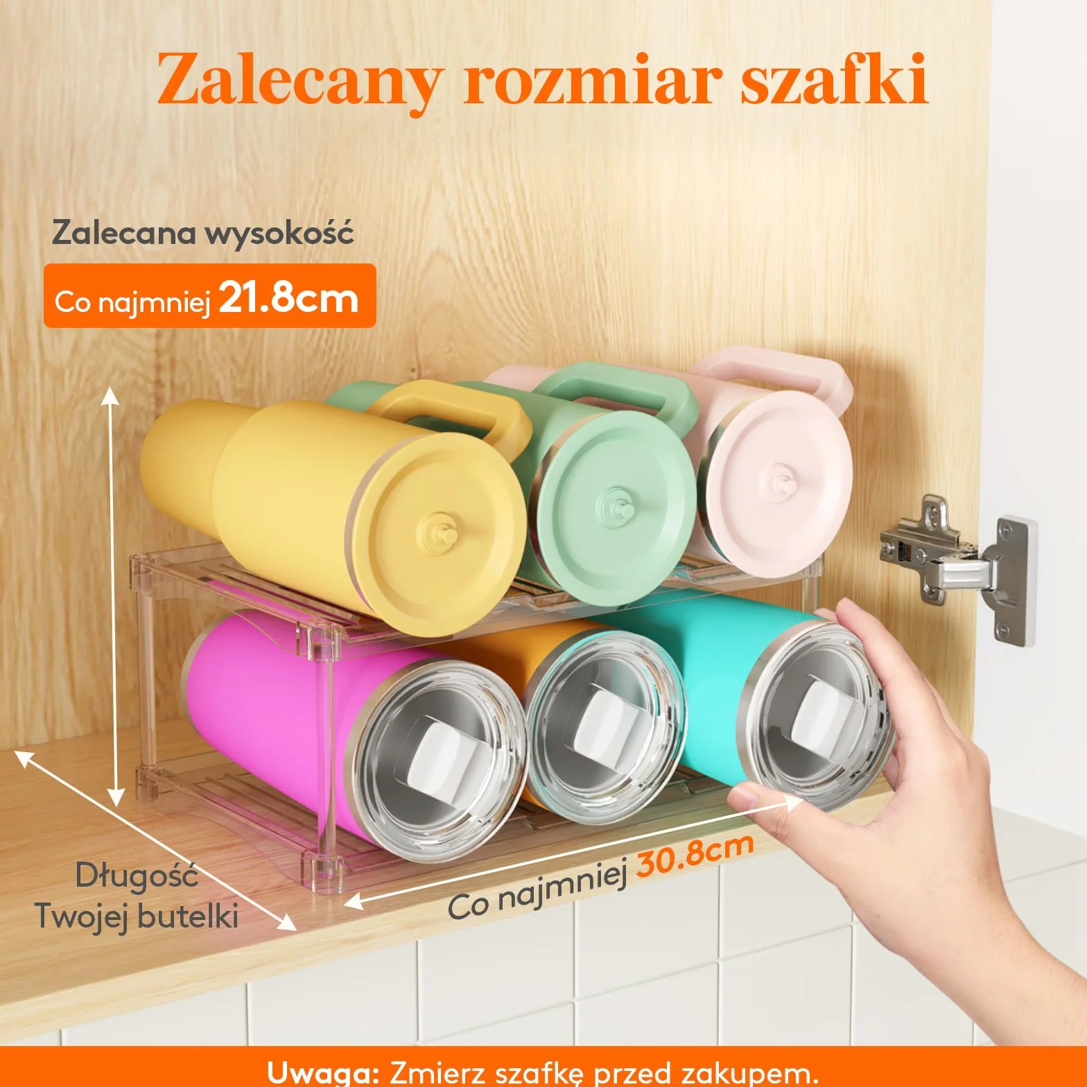 Lifewit Stosowany organizer do przechowywania butelek z wodą, uchwyt na butelki z winem do szafki, plastikowy organizer z dużą komorą na kubki, przezroczysty stojak na wino, uchwyt na kubki i