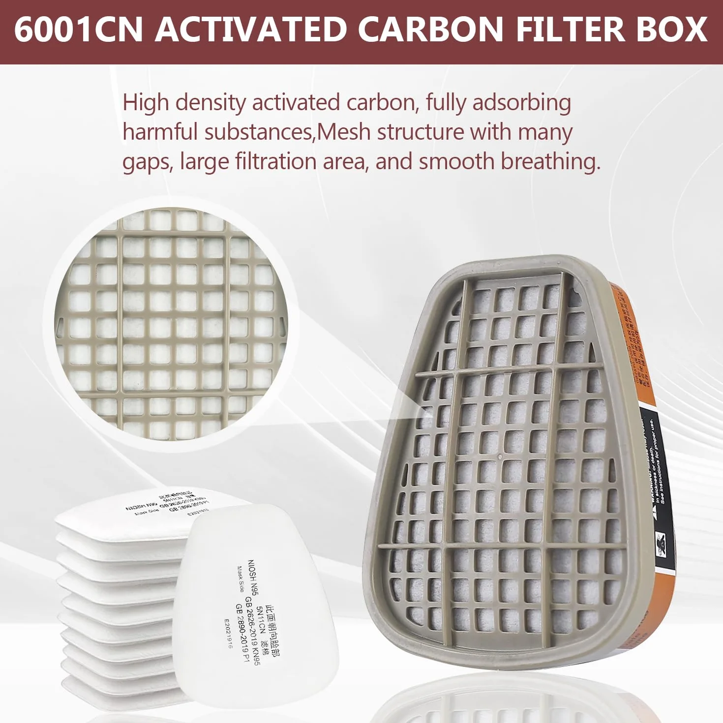 6001 filtr do maski ochronnej dróg oddechowych, do filtrów 3M z 80 sztuk wkładami filtrującymi + 4 filtrami i 4 nakrętkami ochronnymi, wkłady Organic Vapor 6001, chemiczny filtr do farb, kompatybilny