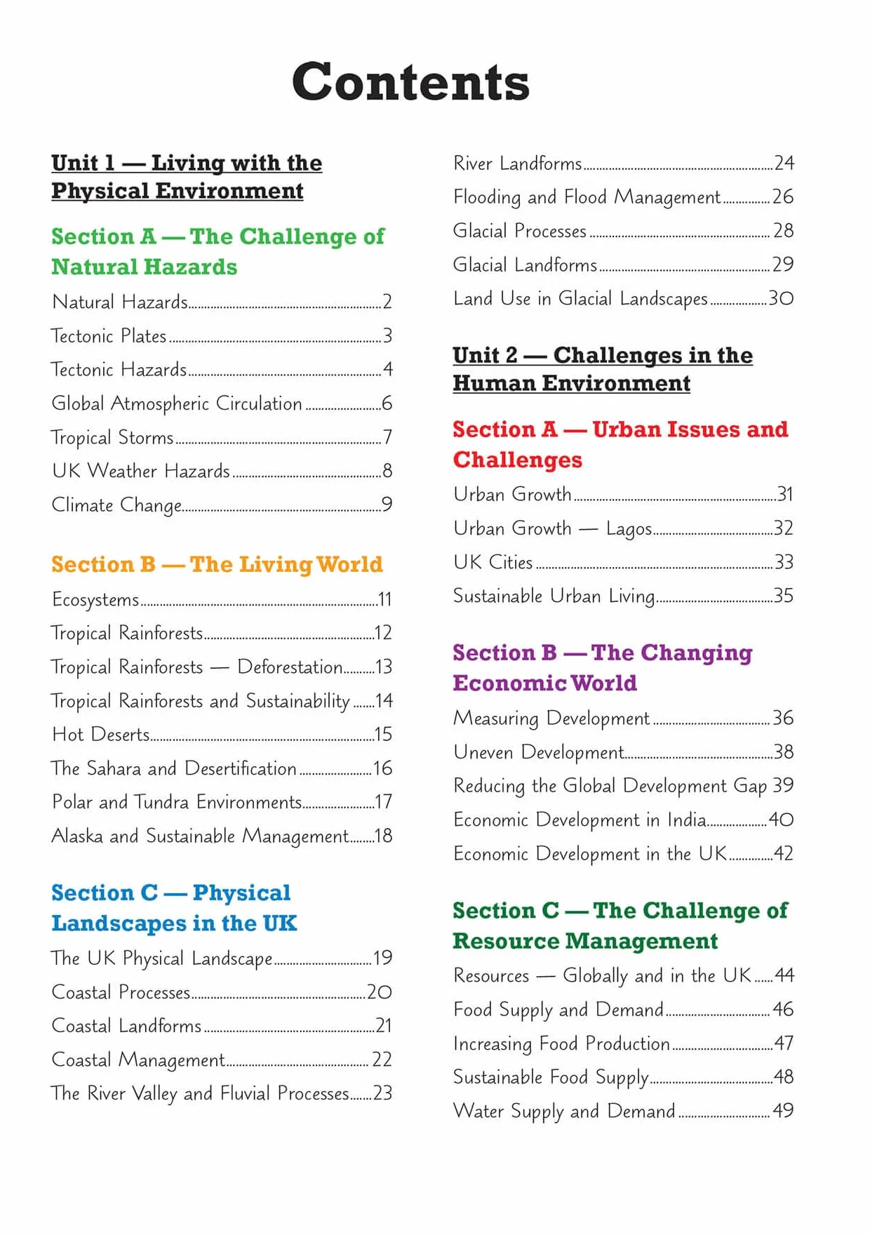 GCSE Geography AQA Knowledge Organiser