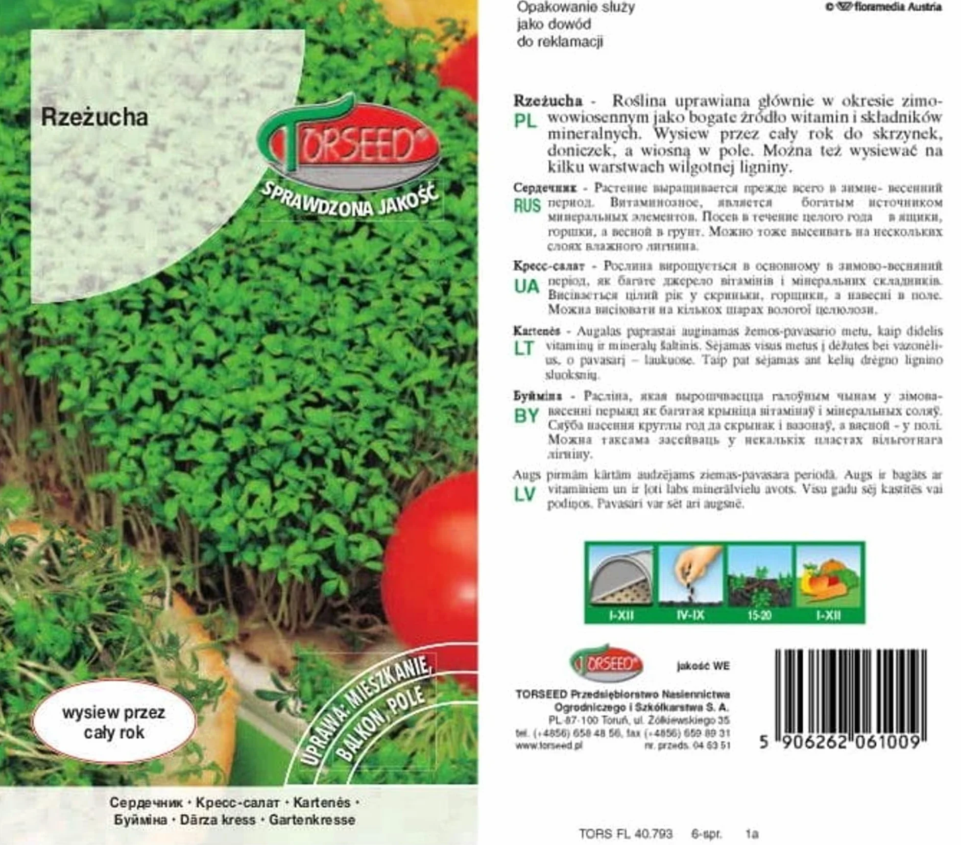 Bogata w składniki odżywcze rzeżucha ogrodowa Lepidium sativum – całoroczna uprawa wewnątrz i na zewnątrz, wszechstronne zastosowanie kulinarne, optymalne odstępy 15-20 cm (10 g)