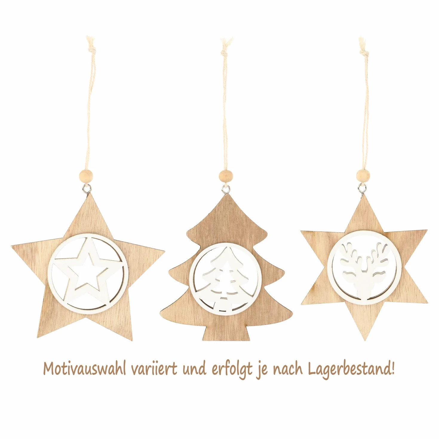 COM-FOUR® 6x drewniane zawieszki na choinke - ozdoby choinkowe drewniane - ozdoba drewniana Ozdoba swiateczna ze wspanialymi motywami [wybór motywów jest rózny] (6 sztuk - motywy zimowe)
