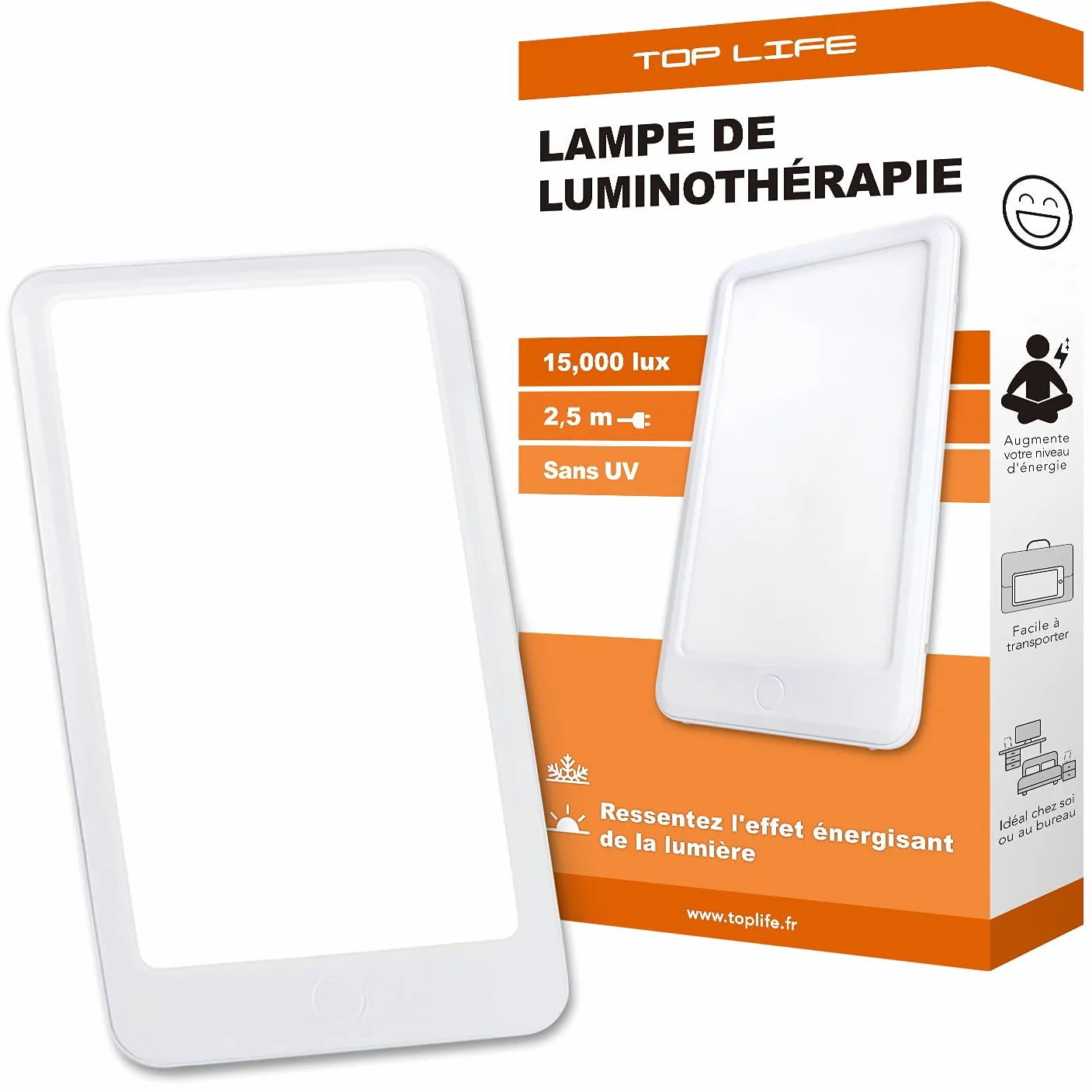 Lampa do światłoterapii 15000 luksów - Mocne światło nastrojowe - Regulowane 3 intensywności (6000, 10 000, 15 000 Lux)