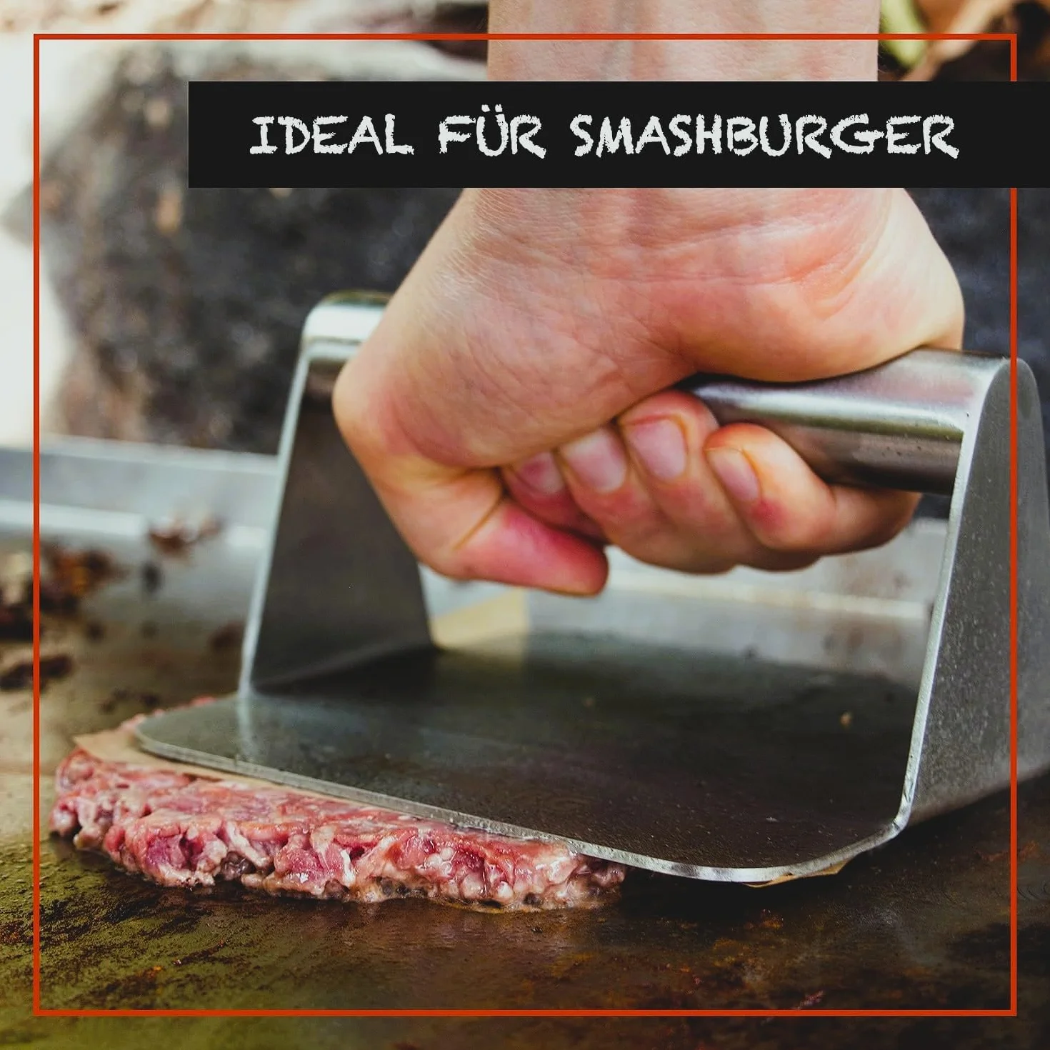 DREIBERG Zestaw burgerów z drewna bukowego i stali nierdzewnej do planchy, grilla gazowego, teppanyaki wraz z zestawem szpachli do grilla, papier do burgerów, dzwonków do wytapiania, prasy do grilla