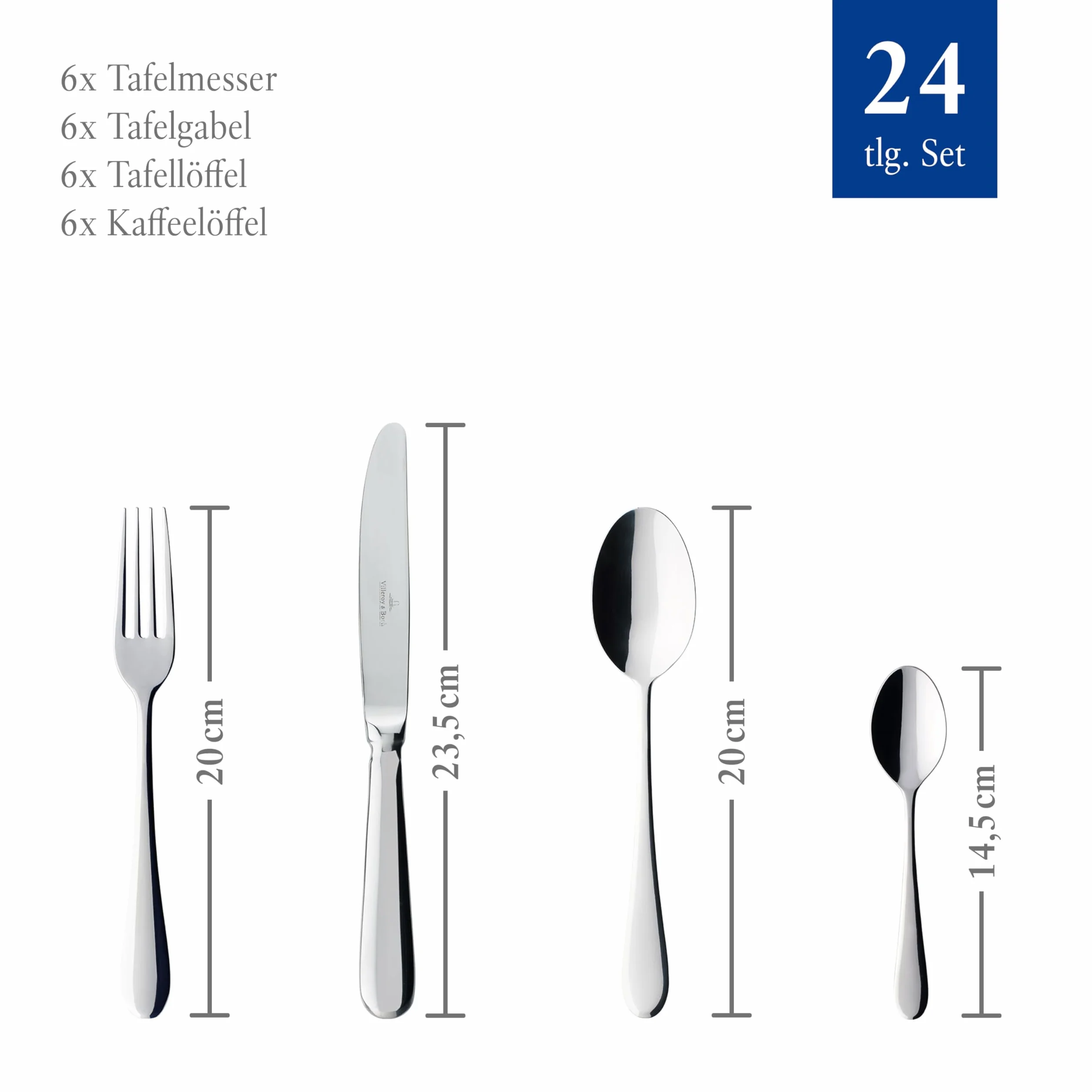 Villeroy & Boch Oscar komplet sztućców 24 elementy stal nierdzewna