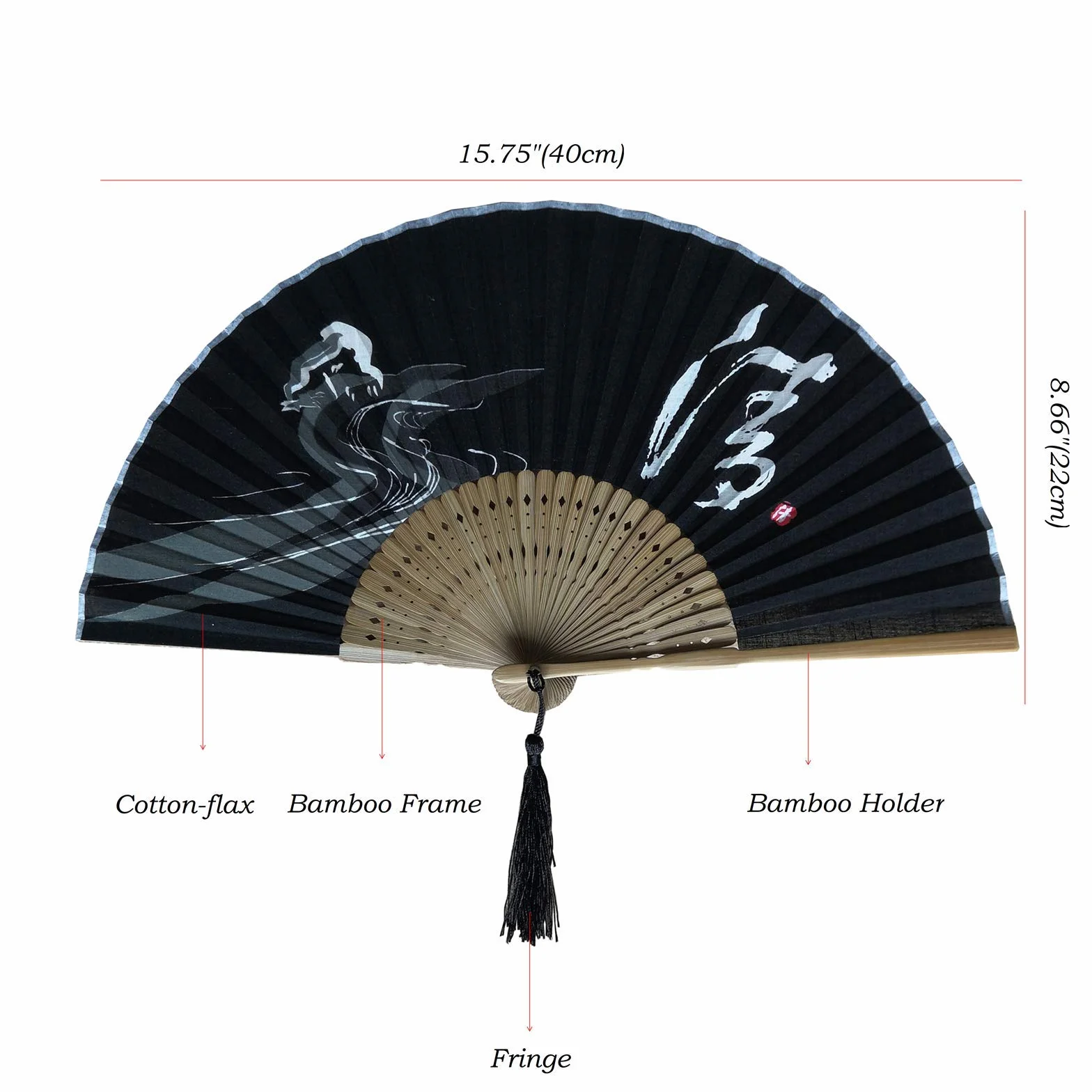Eastern Wind Balck Japoński jedwabny ręczny składany wachlarz. Ręczny składany wentylator rave 21 cm