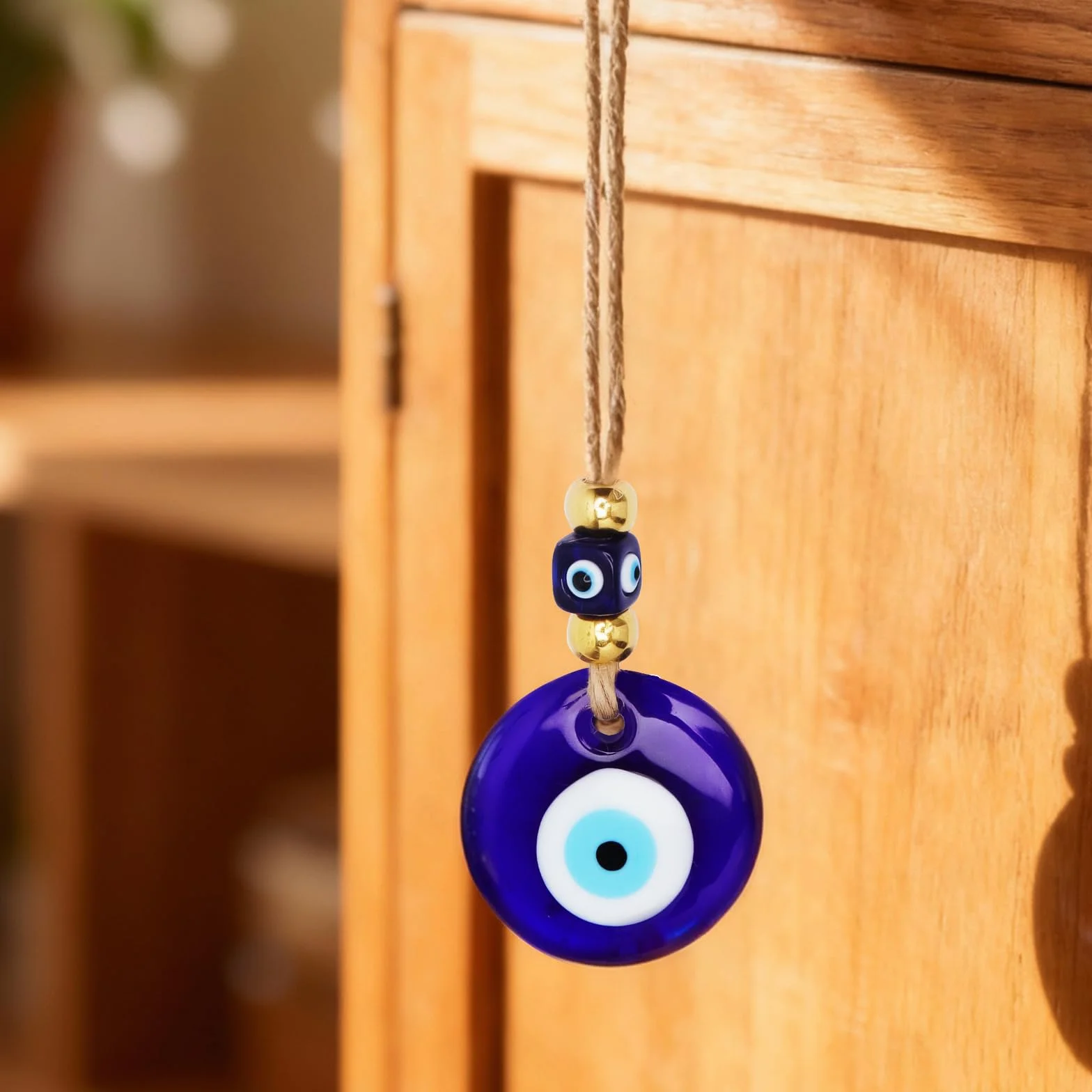 Wisiorek ze szkła z niebieskimi oczami, Nazar Boncuk tureckie oko, zawieszka Evil Decoration Eye do talizmanu, lusterko wsteczne, dekoracja mieszkania, prezent (5 cm)