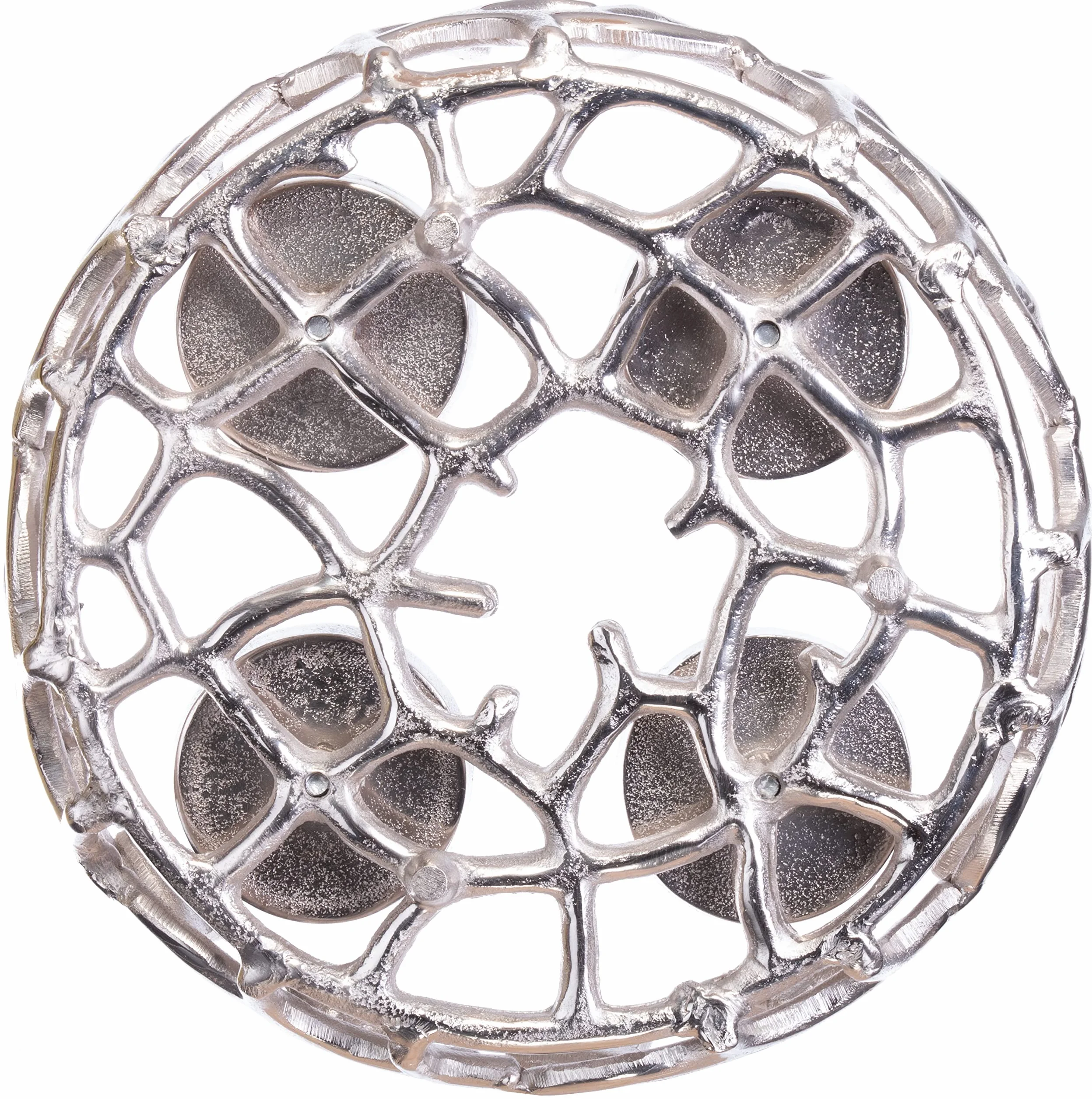 Brandsseller Srebrny wieniec adwentowy Ø 28 cm – stylowy świecznik na 4 świece – nowoczesny wieniec bożonarodzeniowy z aluminium ze stylizowanymi gałęziami, elegancka dekoracja stołu