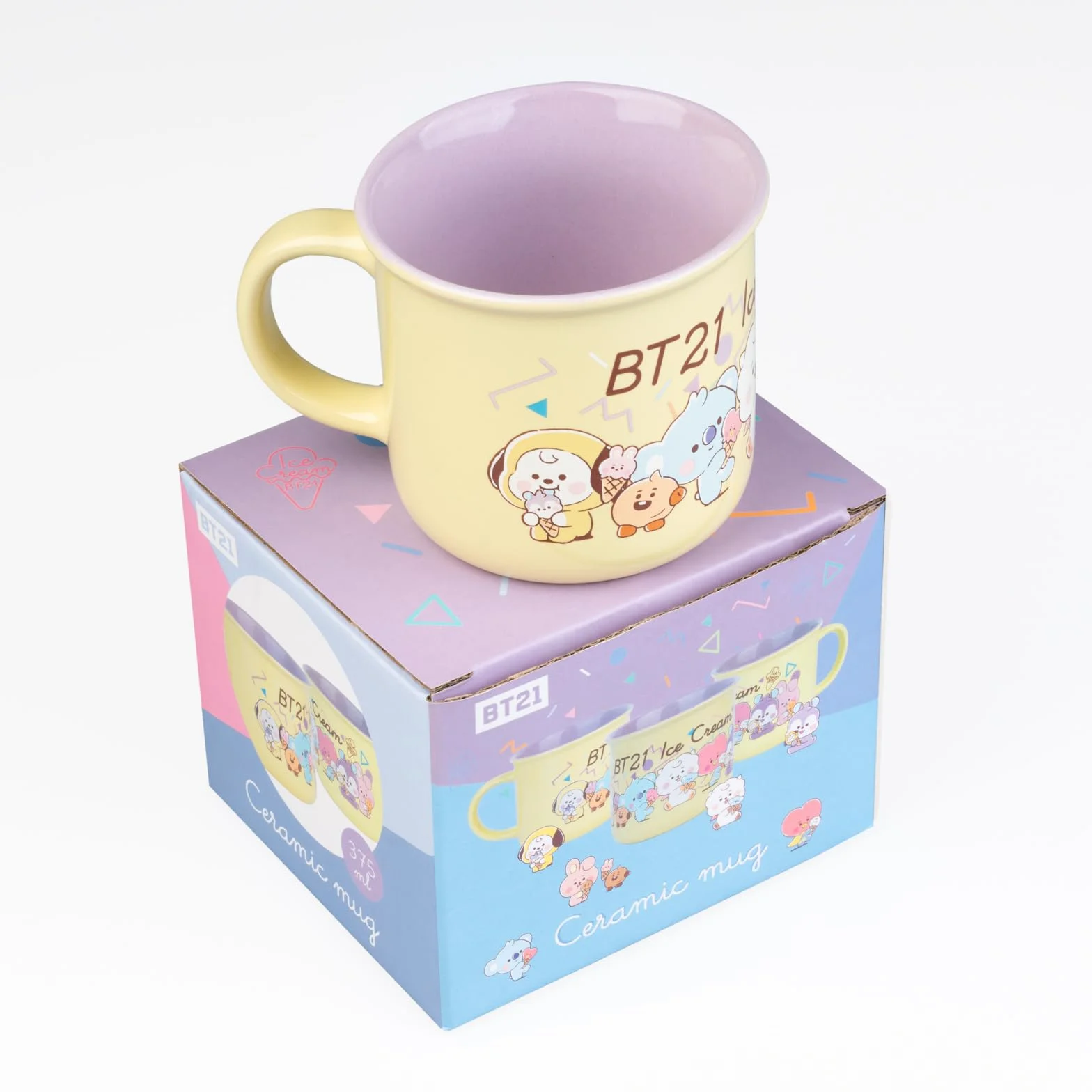 Grupo Erik kubek ceramiczny – BT21 Merch | 375 ml filiżanka do kawy i herbaty, fajne kubki i filiżanki | BT21 prezenty poniżej 4,5 kg, Kawaii Stuff, prezenty Kawaii