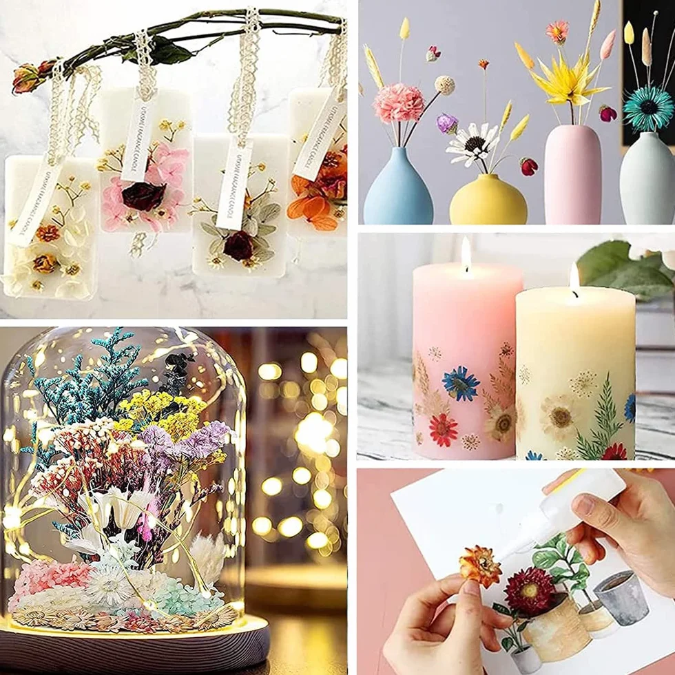 Zestaw naturalnych suszonych kwiatów, DIY, naturalne, suszone kwiaty, do rzemiosła artystycznego, kart, ramek artystycznych, żywicy epoksydowej, scrapbookingu, losowy kolor