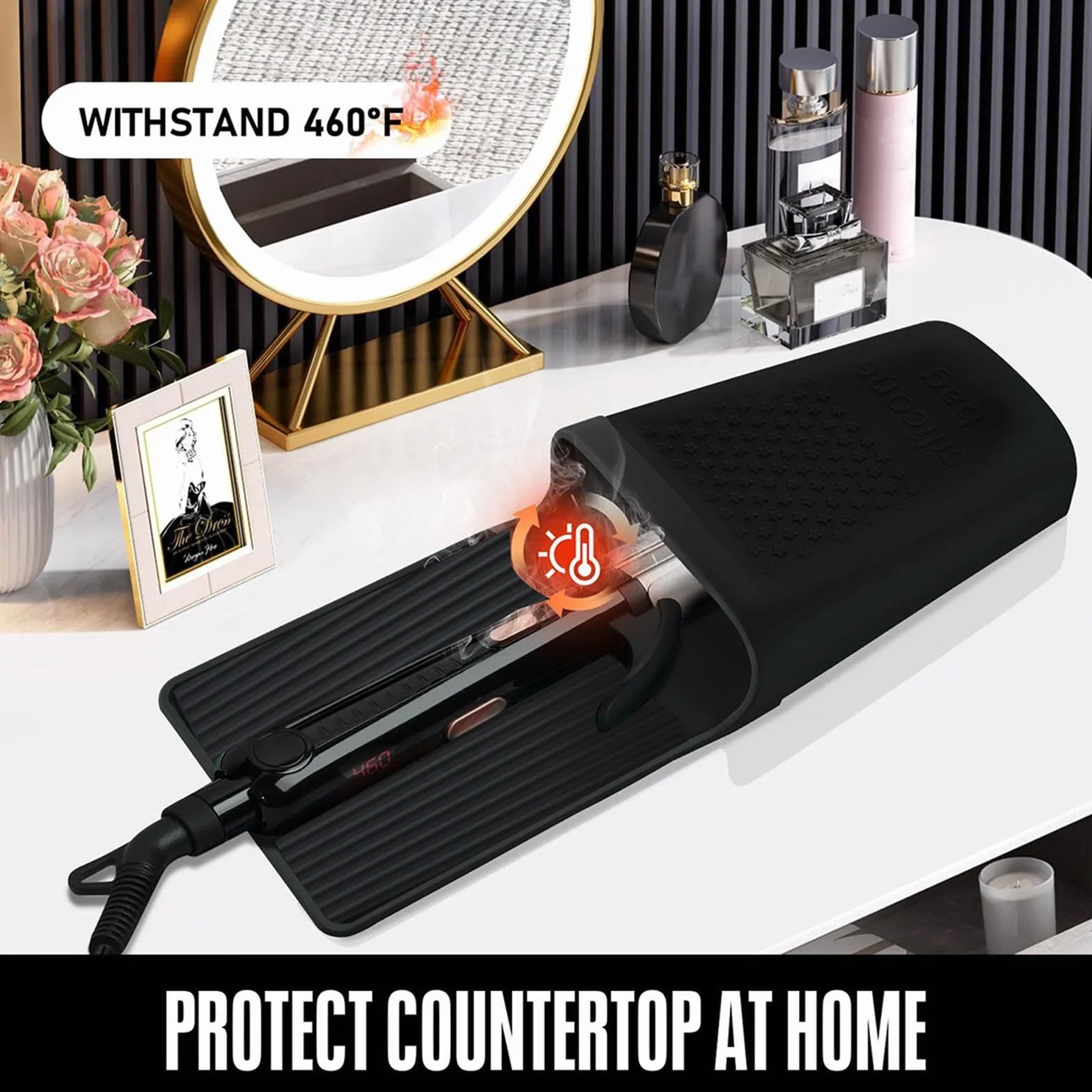 Hot Iron Holder, Silicone Hair Tool Bag, Heat Resistant Iron Holder, Portable Curling Iron Holder, Suction Cup Hair Tool Organizer, Effortless Mobility, Flexible Usage For Straightener Hair