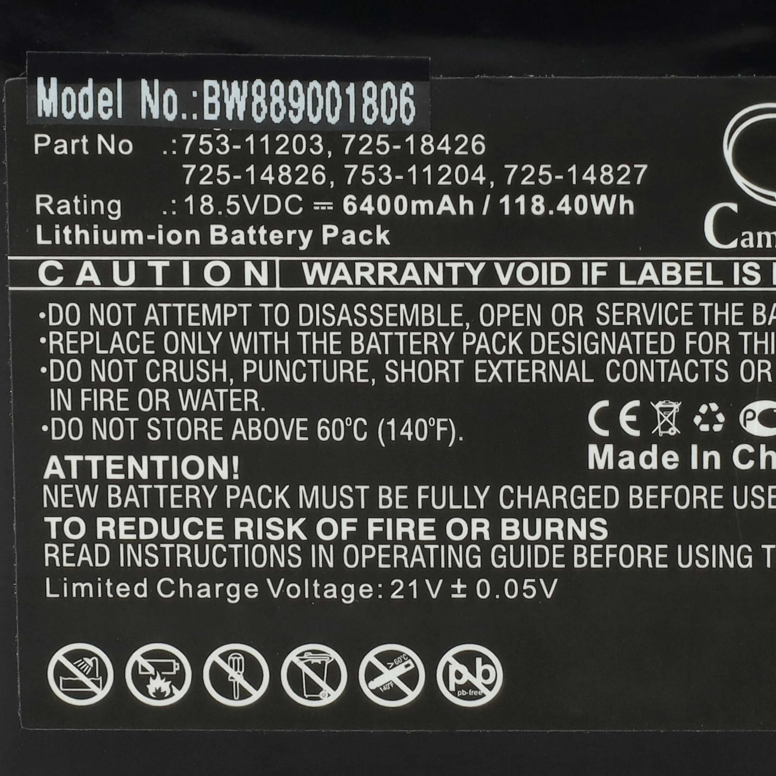 vhbw Akumulator kompatybilny z kosiarką Cub Cadet XR5 2000, 1000, 1000 2021 (6400 mAh, 18,5 V, litowo-jonowa)