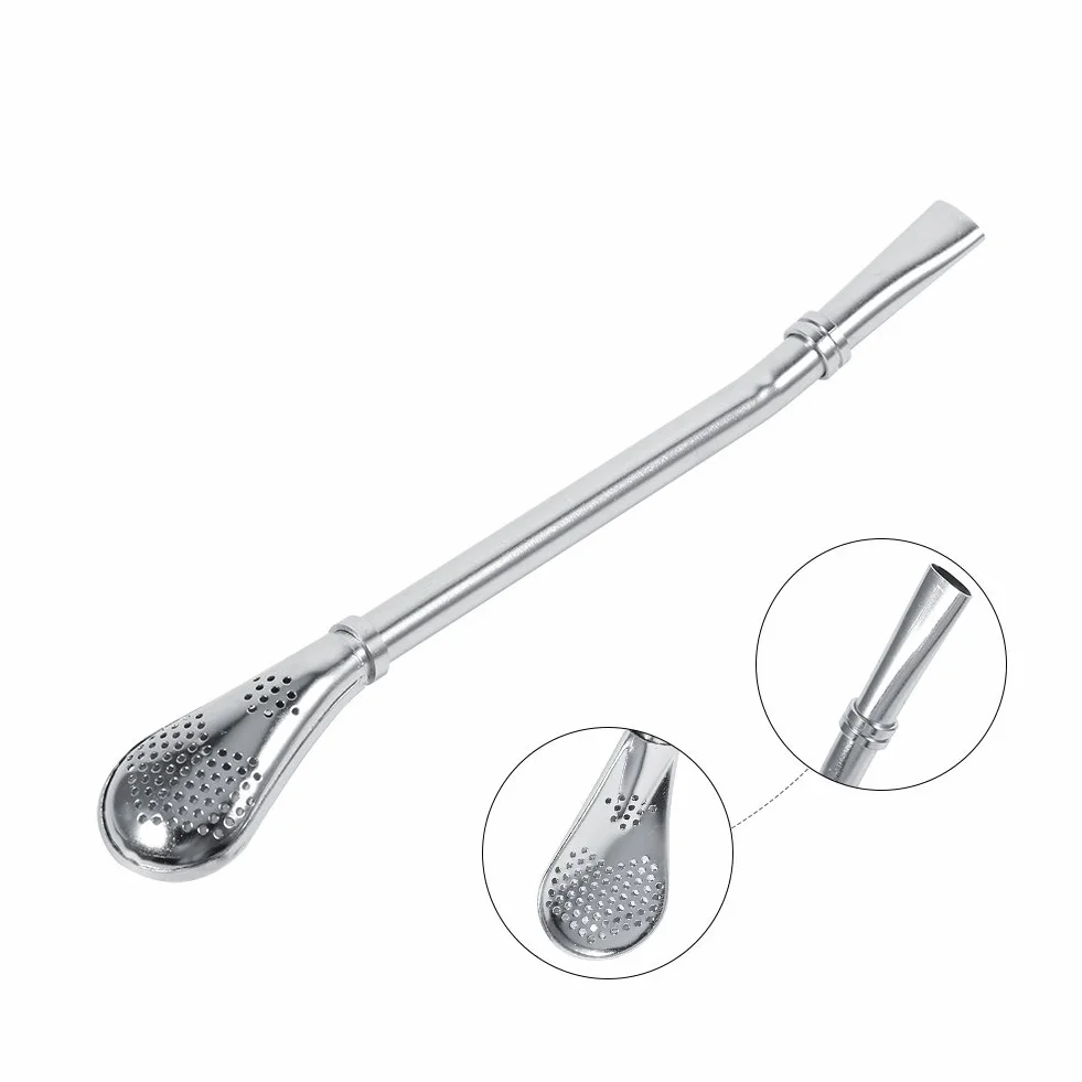 Słomka z filtrem ze stali nierdzewnej Bombilla do Yerba Mate, srebrna