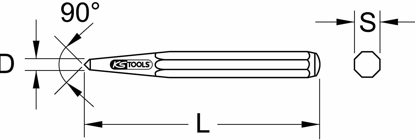 KS Tools 156.0406 Punktak, Ø6mm, zaokraglony, oksydowany