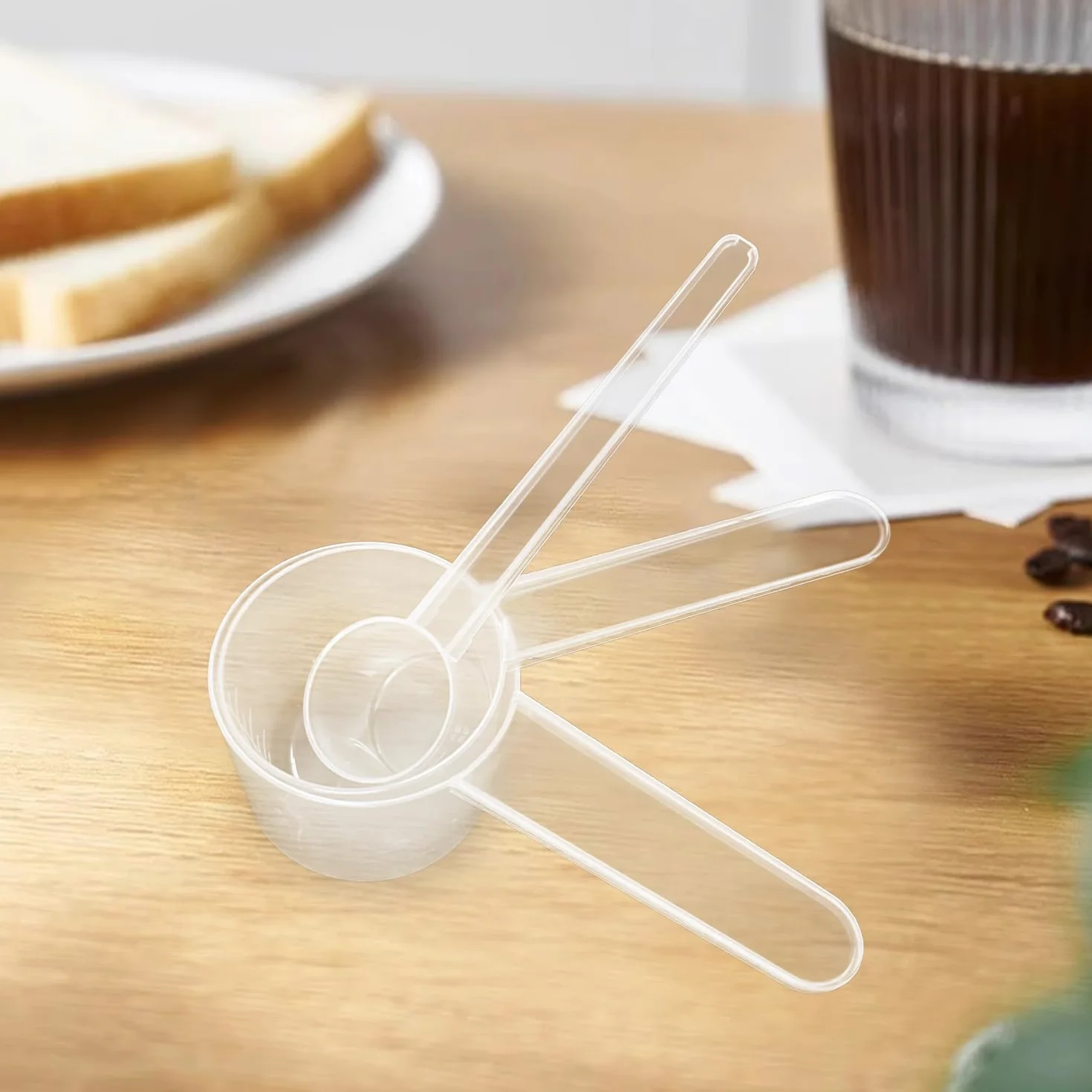 12 łyżeczek pomiarowych, przezroczyste plastikowe łyżki pomiarowe, miarki do proszku i płynów, pomoc pomiarowa, odpowiednia do gotowania, detergentu kuchennego itp.