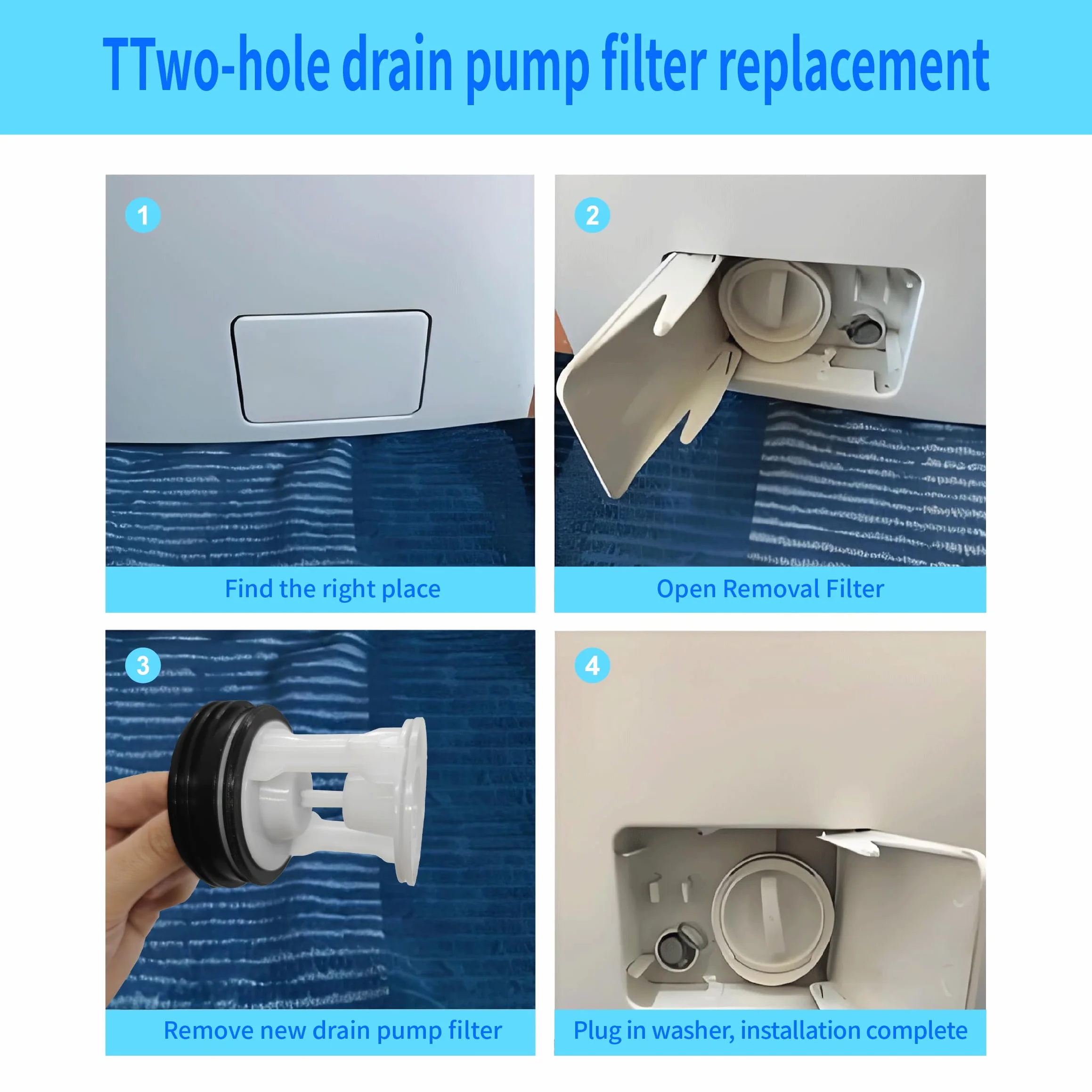Sitko do kłaczków zamiennik do pralek Bauknecht, Whirlpool, Indesit - kompatybilne z numerami części 481248058385 i C00312342, wkład filtrujący do pompy odpływowej, ochrona pompy odpływowej