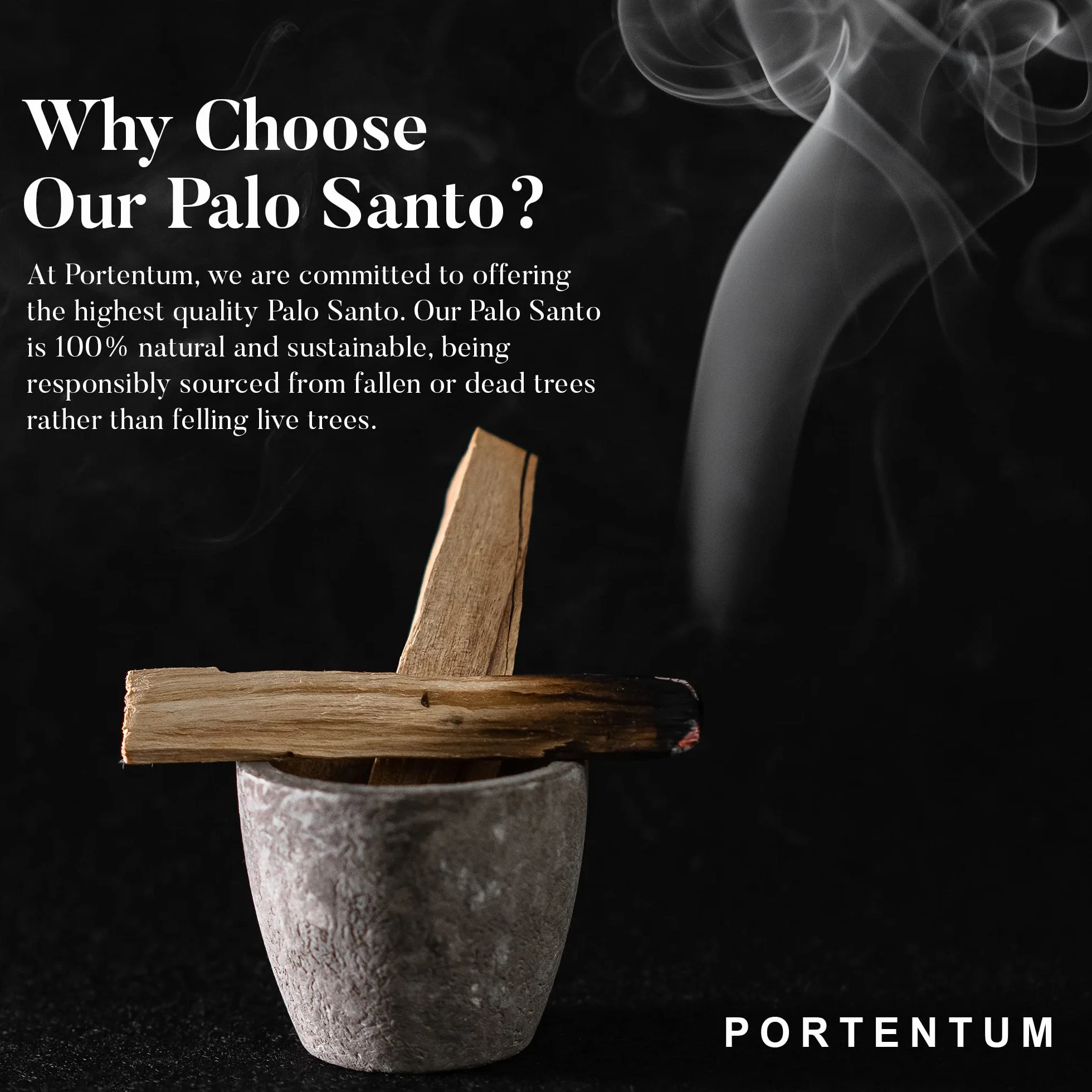PORTENTUM Naturalne kadzidło Palo Santo - 100 g. Pochodzenie Peru - święte drewno do palenia, autentyczne Palosanto, kadzidło Palo Santo w opakowaniu premium