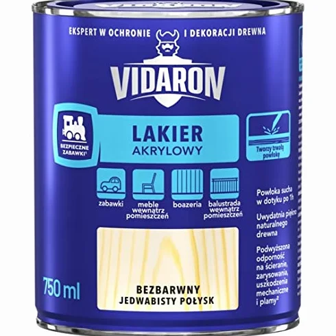 LAKIER AKRYLOWY DO DREWNA 0,75L BEZBARWNY POŁYSK