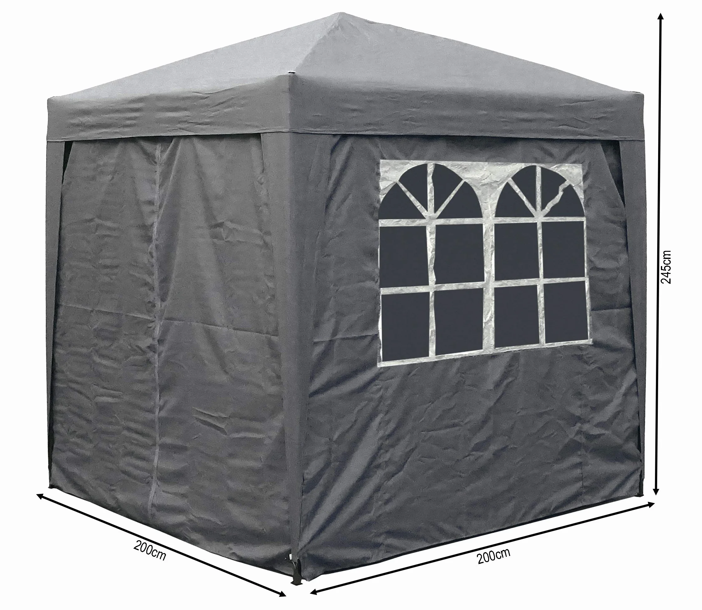 QUICK STAR Pawilon pop-up 2 x 2 m szary Smoky z 4 cz??ciami bocznymi Easy-Krzep, 2 x 2 m