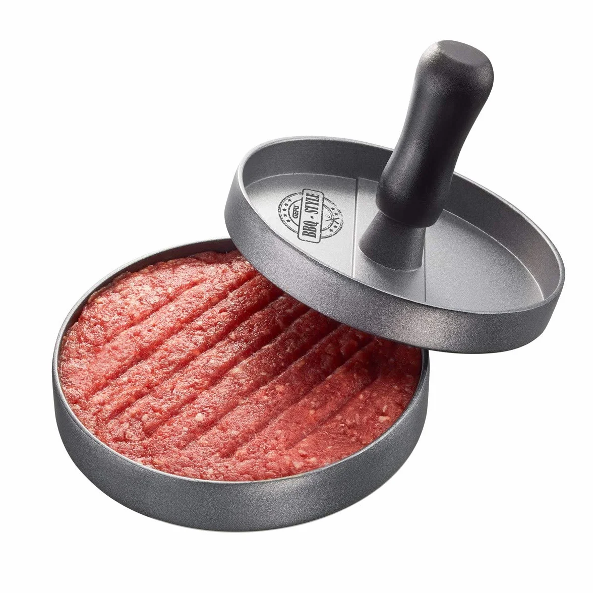 GEFU Prasa do hamburgerów BBQ, prasa do burgerów z powlekanego aluminium, do 120-180 g, Ø 11,8 cm