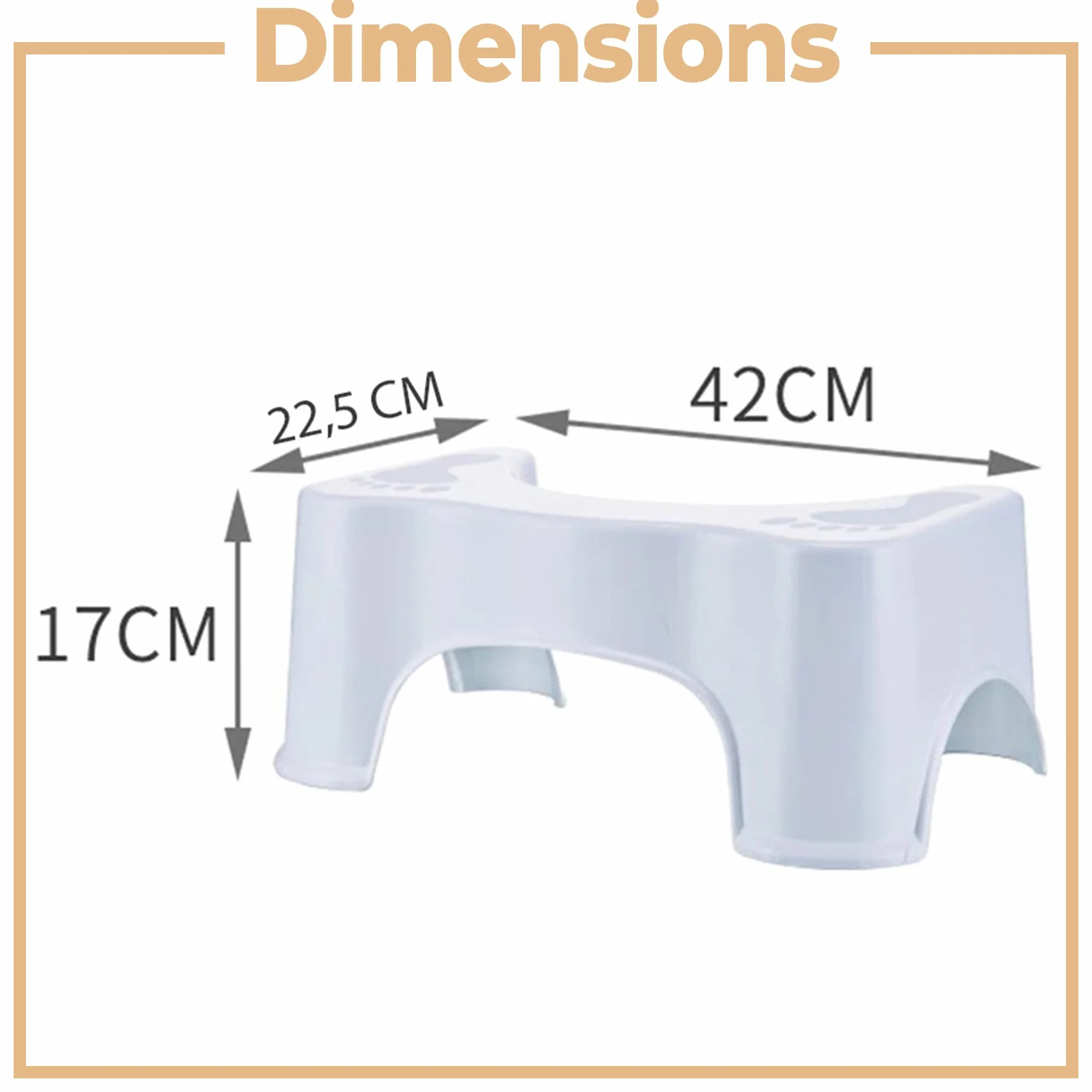 Retoo taboret toaletowy medyczny dla zdrowej flory jelitowej, 42x26,5x17 cm, antypoślizgowy, idealna wysokość dla zalecanej postawy, taboret do WC umożliwia kucającą pozycję zapobiegającą zaparciom