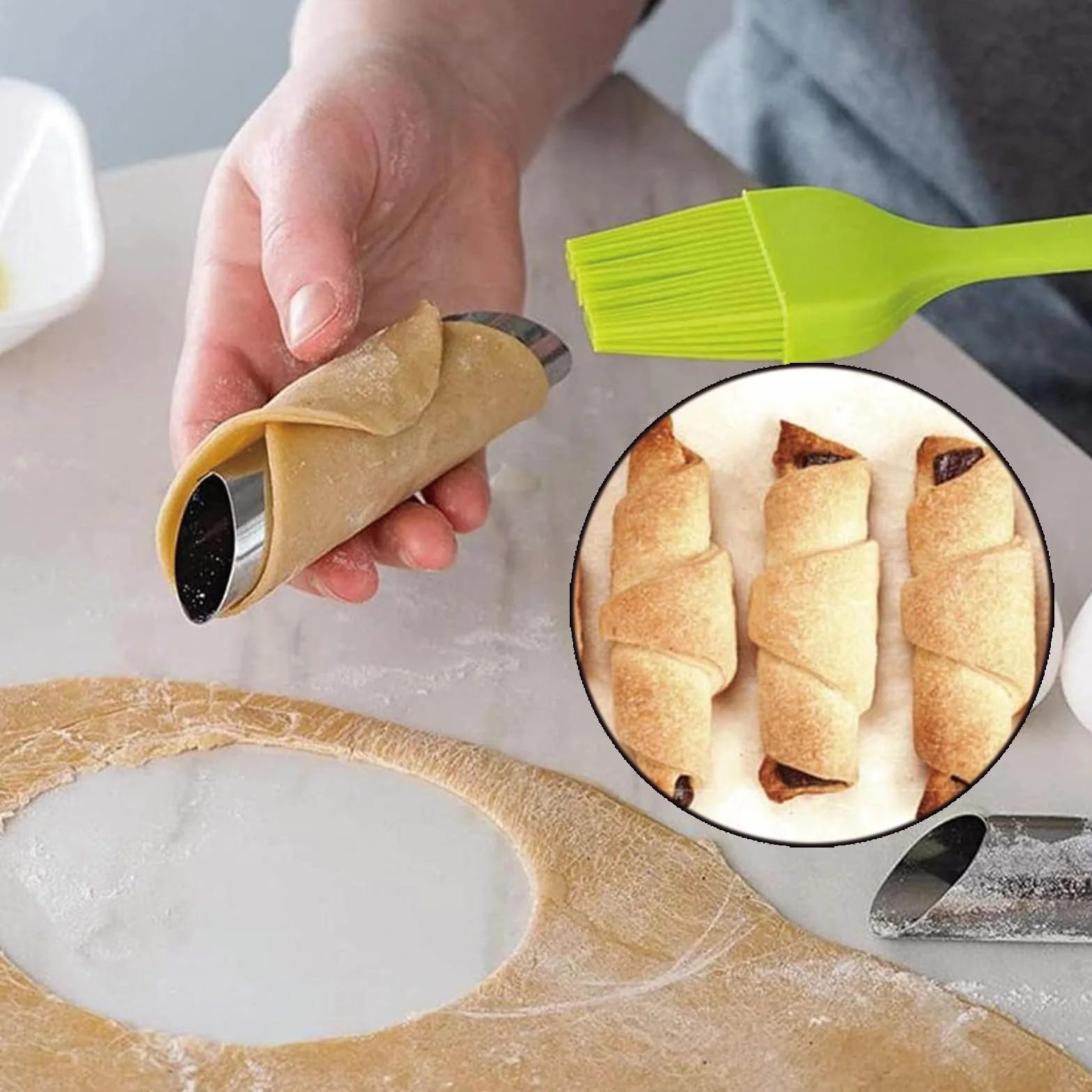 Cannoli 16 szt. foremek do pieczenia ze stali nierdzewnej, kształt Cannoli, kształt stożkowy do rurek Cannoli, rogalika, formy do pieczenia, ze szczotką do czyszczenia