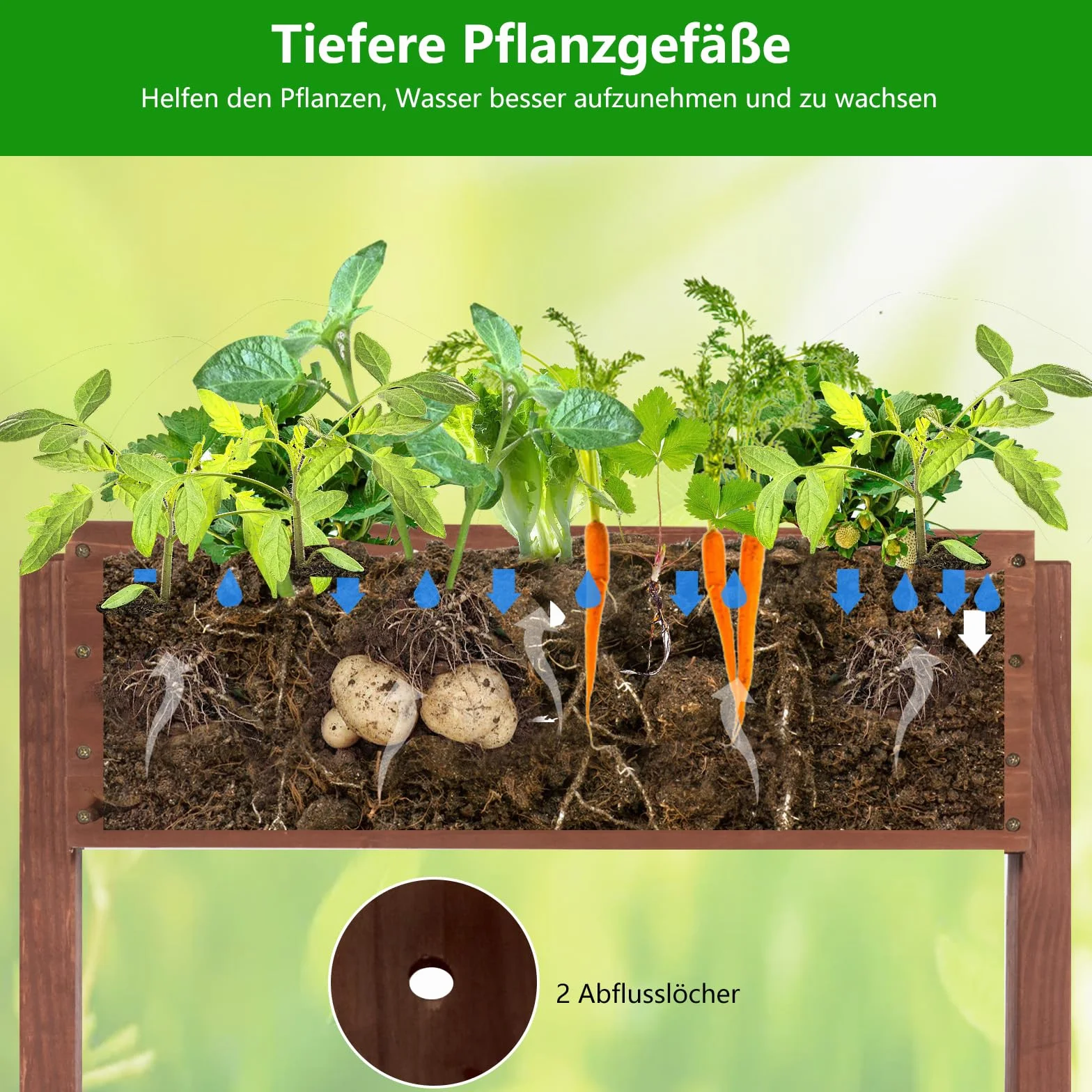 GOPLUS 3-piętrowa podwyższona grządka, kwietnik z drewna jodłowego, schodek na kwiaty z 3 doniczkami i otworami odpływowymi, do ogrodu, na balkon, taras, 71 x 38 x 105 cm