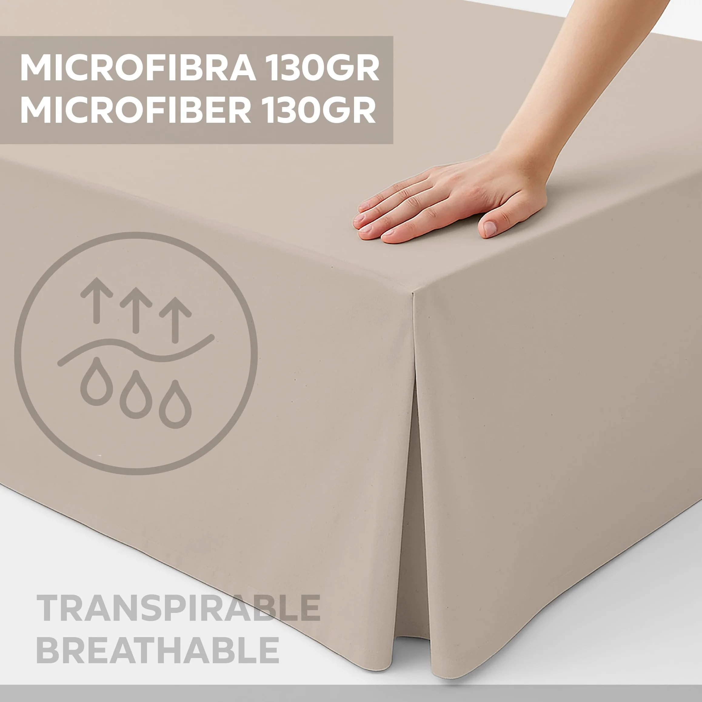 EasyCosy - Spódnica z falbankami, Pokrowiec Canape do spódnicy na łóżko ATENEA 150 cm - Kolor Beige (150x190/200cm)