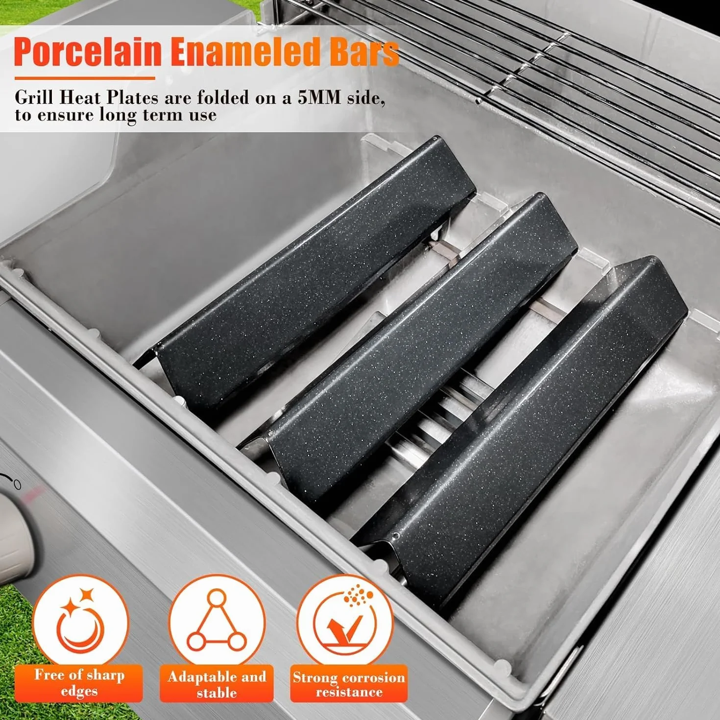 GFTIME Grill do grilla Weber Spirit E210 E220 S210 S210 S210 S220 (z przednimi gałkami palnika) – emaliowana osłona palnika i żeliwny ruszt grillowy, zamiennik do Weber 7635,7637
